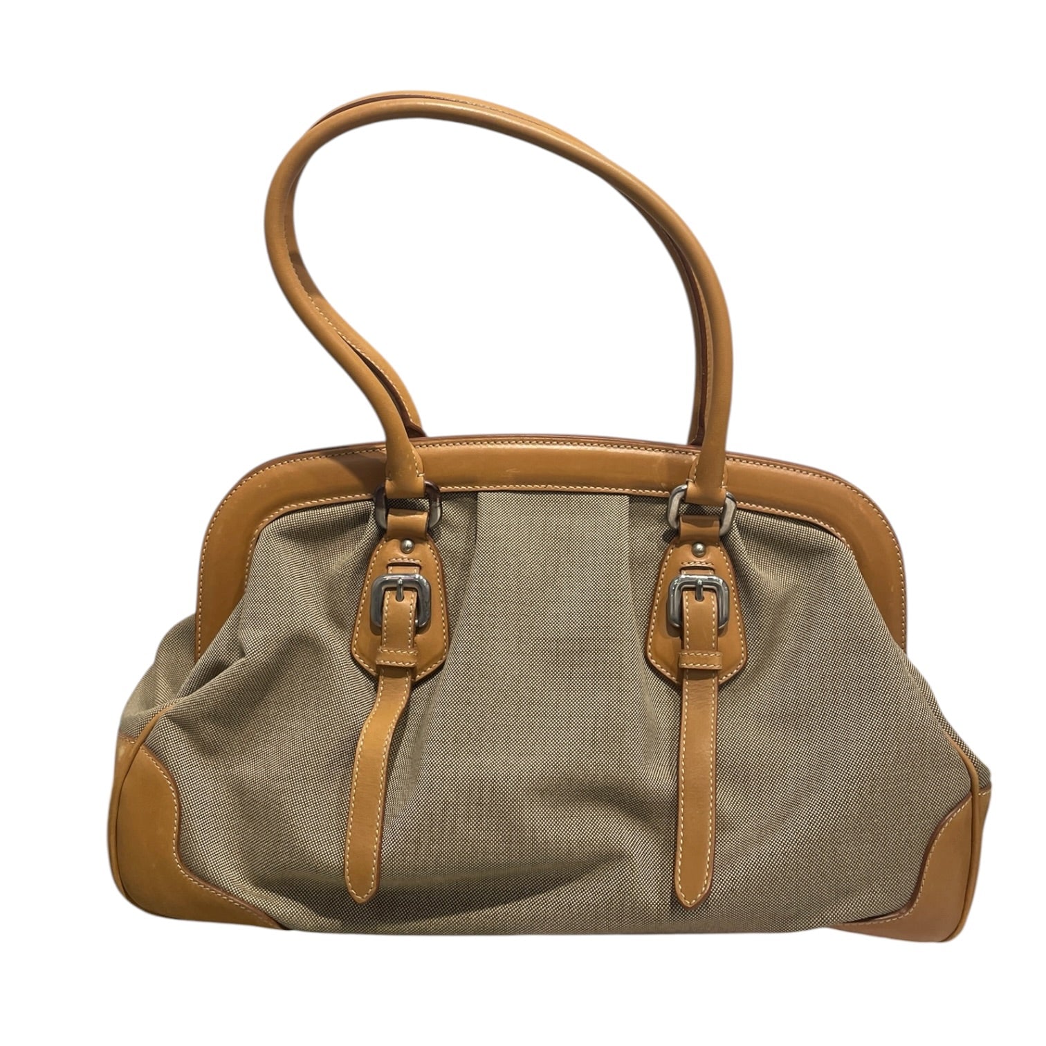 PRADA/Hand Bag/Tweed/BEG/Vitello-Trimmed Canapa Bag view 2