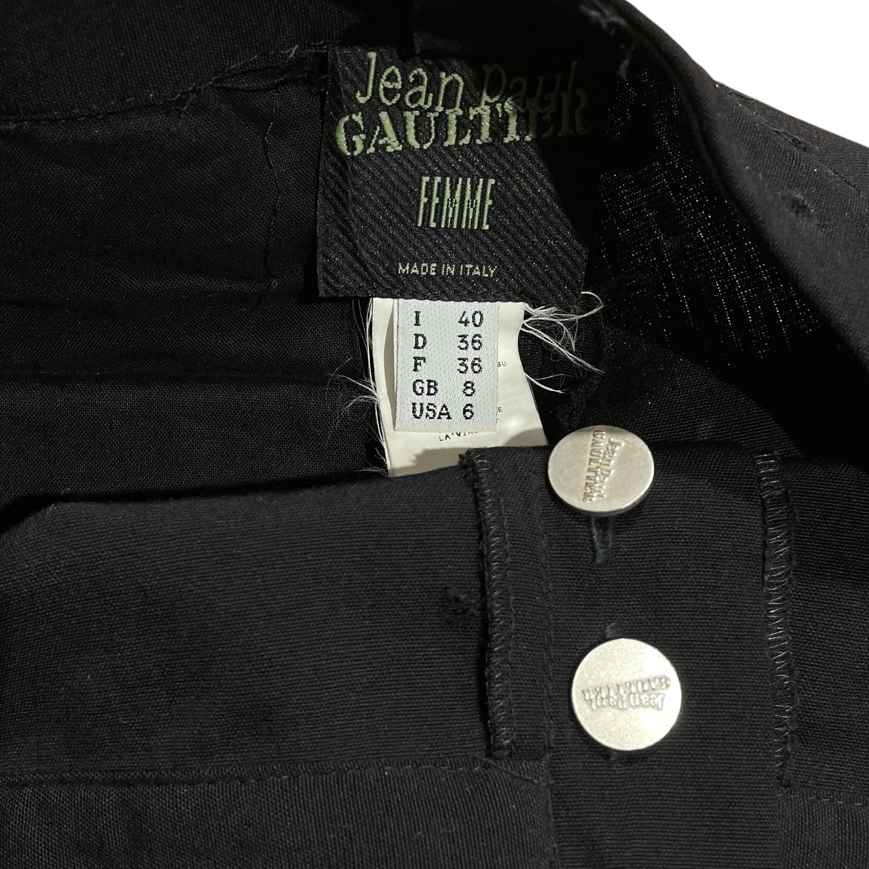Jean Paul GAULTIER FEMME/Straight Pants/6/Wool/BLK/back charms view 4