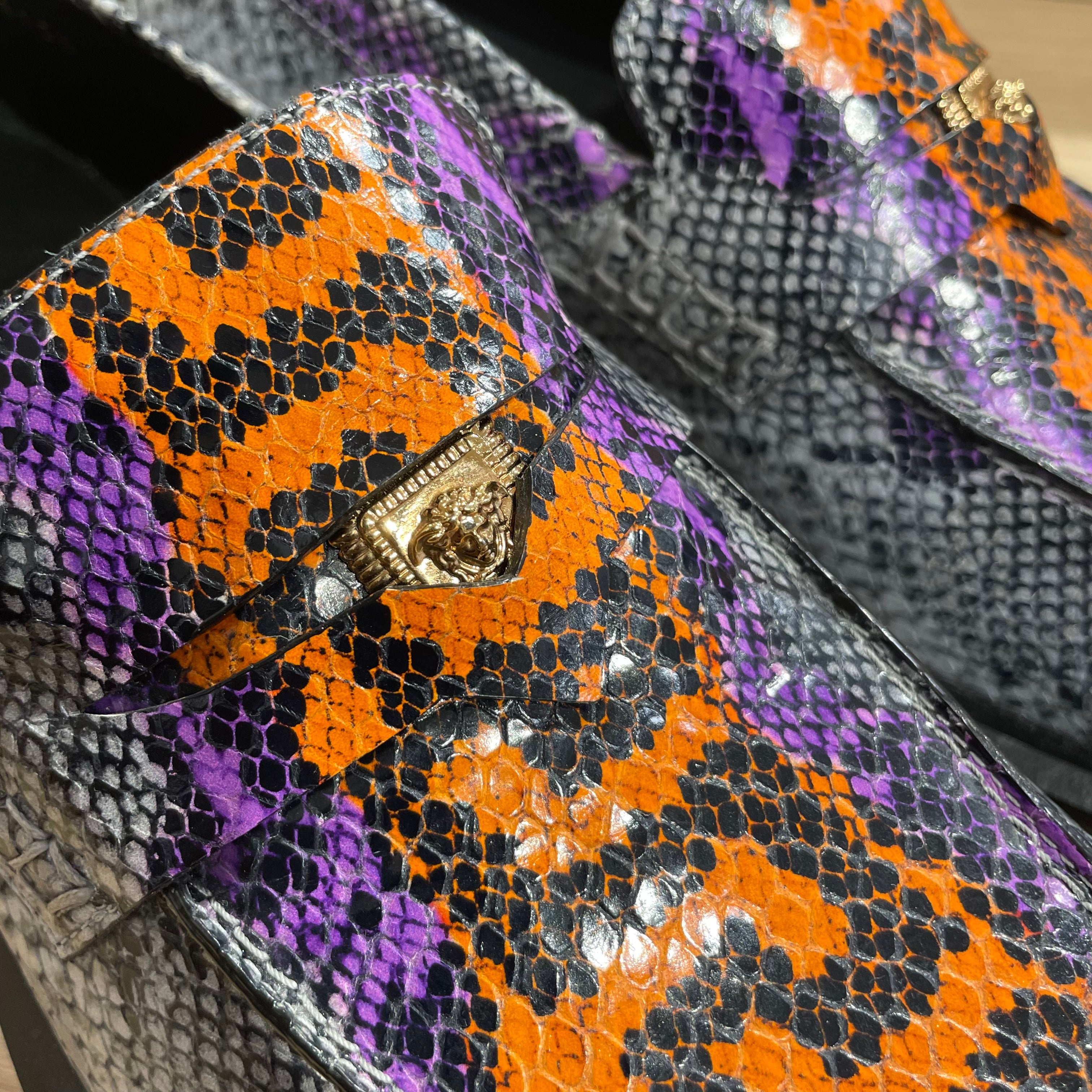 VERSACE/Dress Shoes/EU 41/Animal Pattern/Leather/GRY/phython embossed loafers view 5