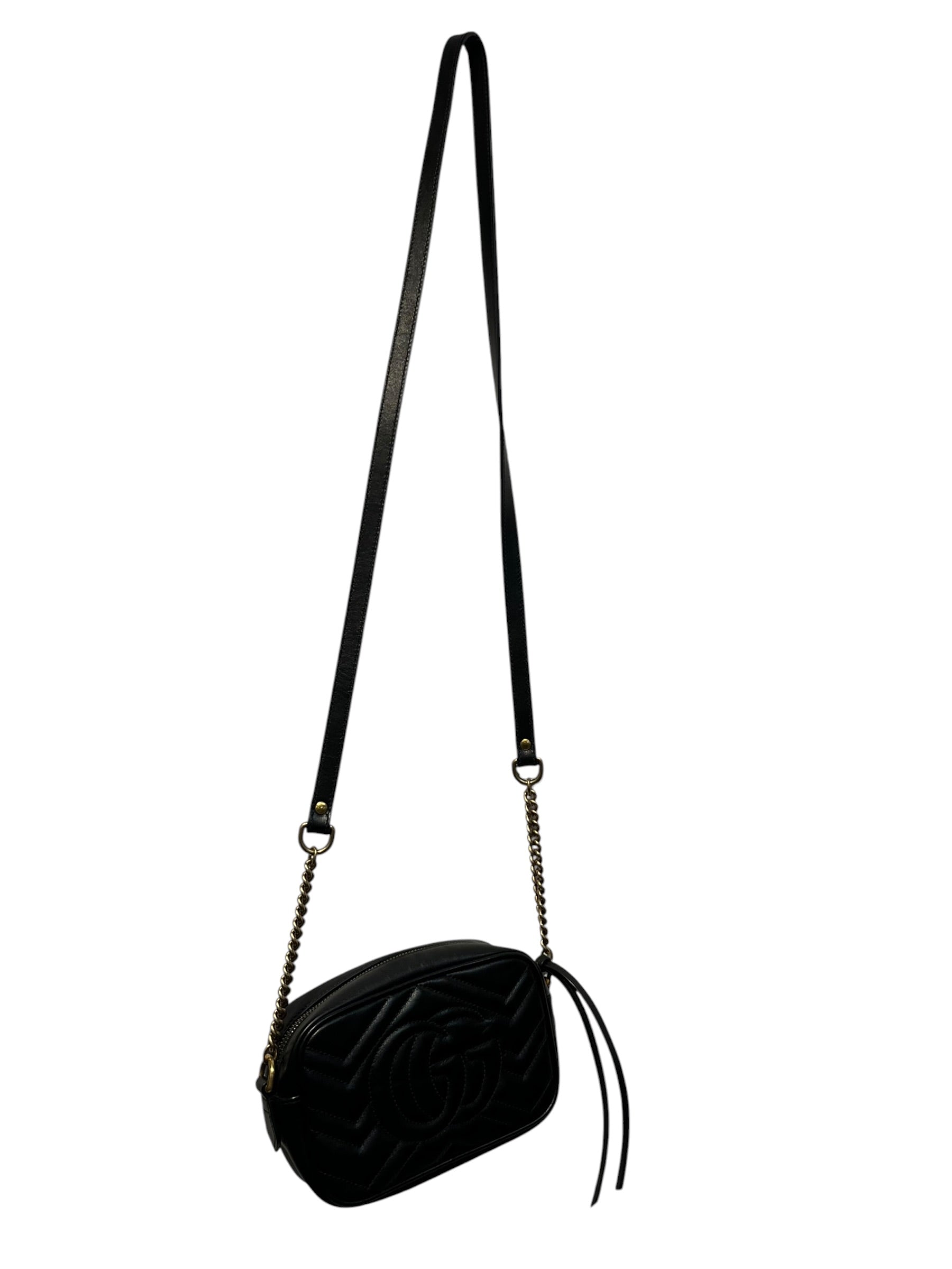GUCCI/Cross Body Bag/Leather/BLK/chevron embroidery view 2