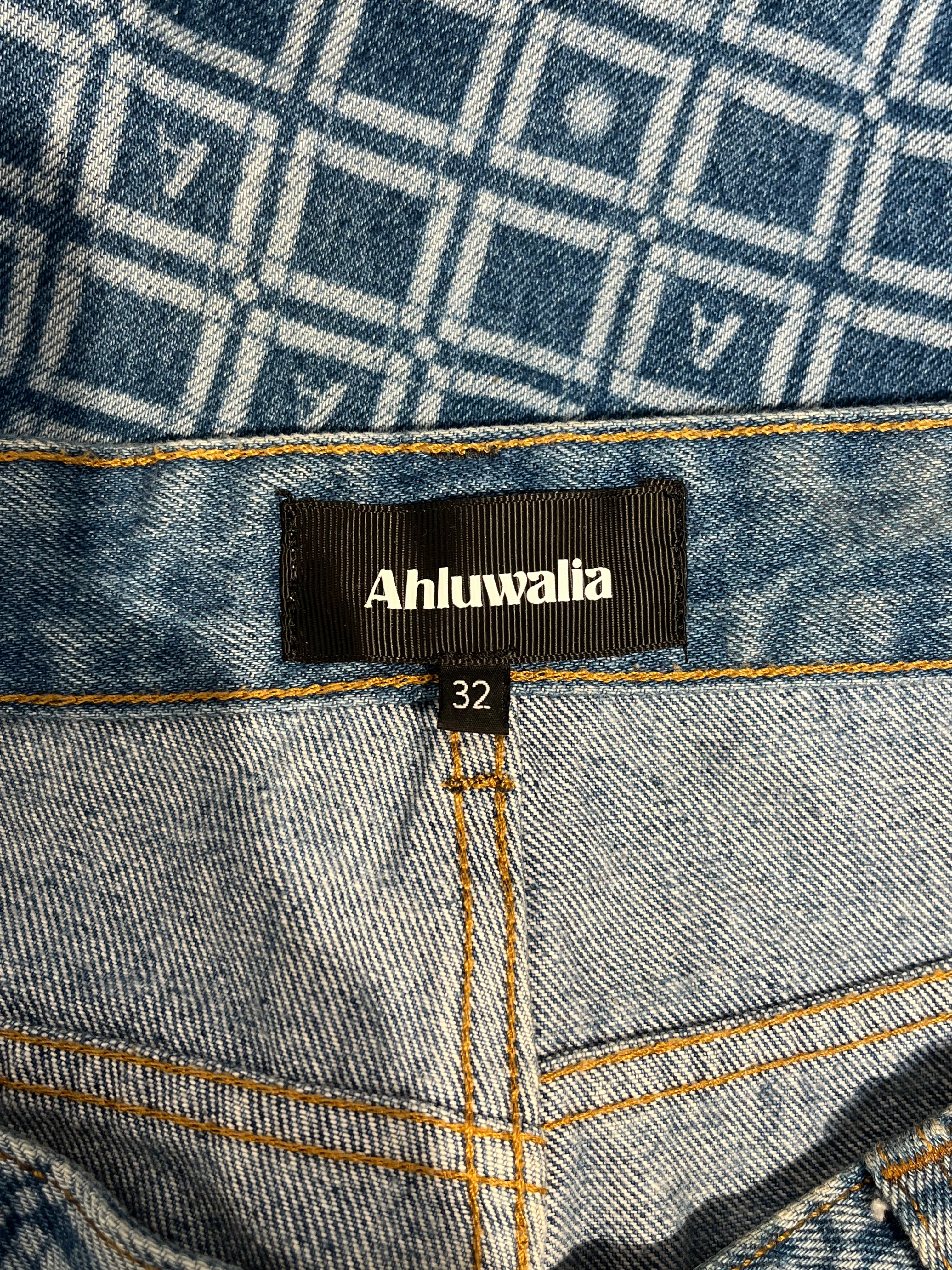 AHLUWALIA /Pants/32/Cotton/BLU/PATCHWORK MONOGRAM PANT view 3