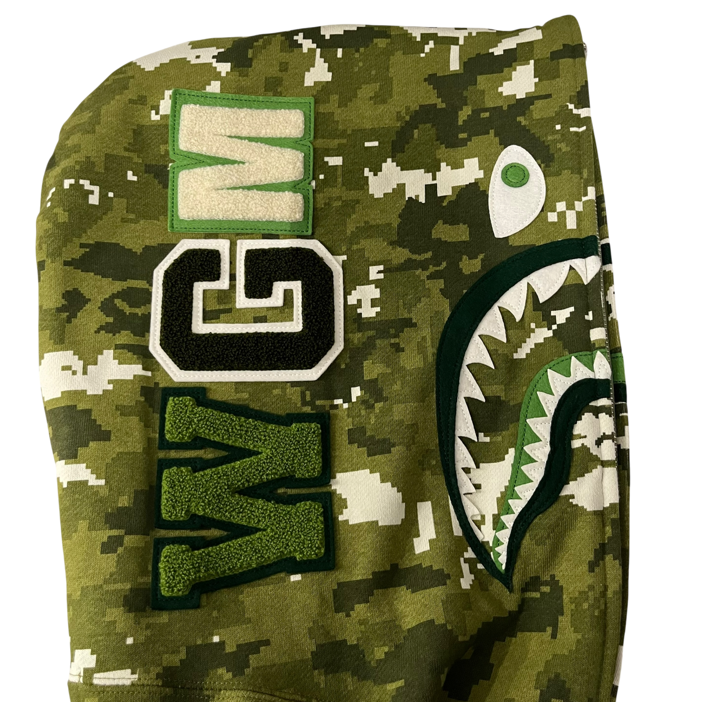 A BATHING APE/Zip Up Hoodie/XXL/Camouflage/Cotton/GRN/digi camo shark zip view 7
