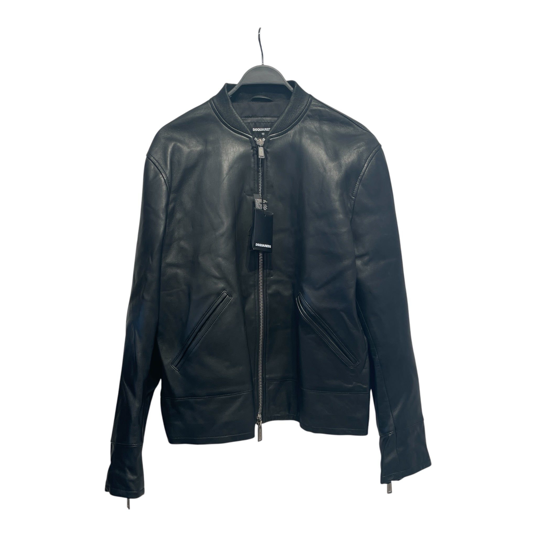 DSQUARED2/Leather Jkt/52/Leather/BLK/SILVER ZIP BOMBER view 1