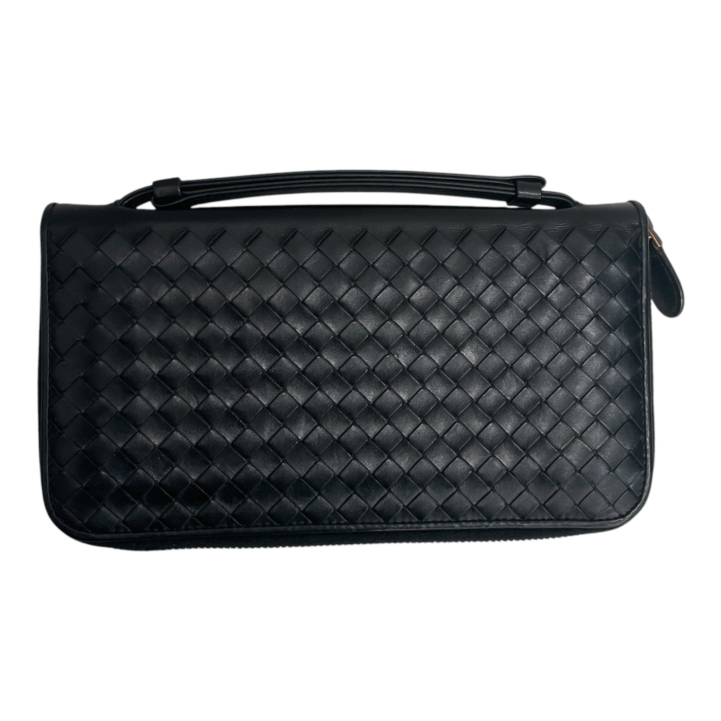 BOTTEGA VENETA/Long Wallet/Leather/BLK/L's/WOVEN WALLET WITH HANDLE view 1
