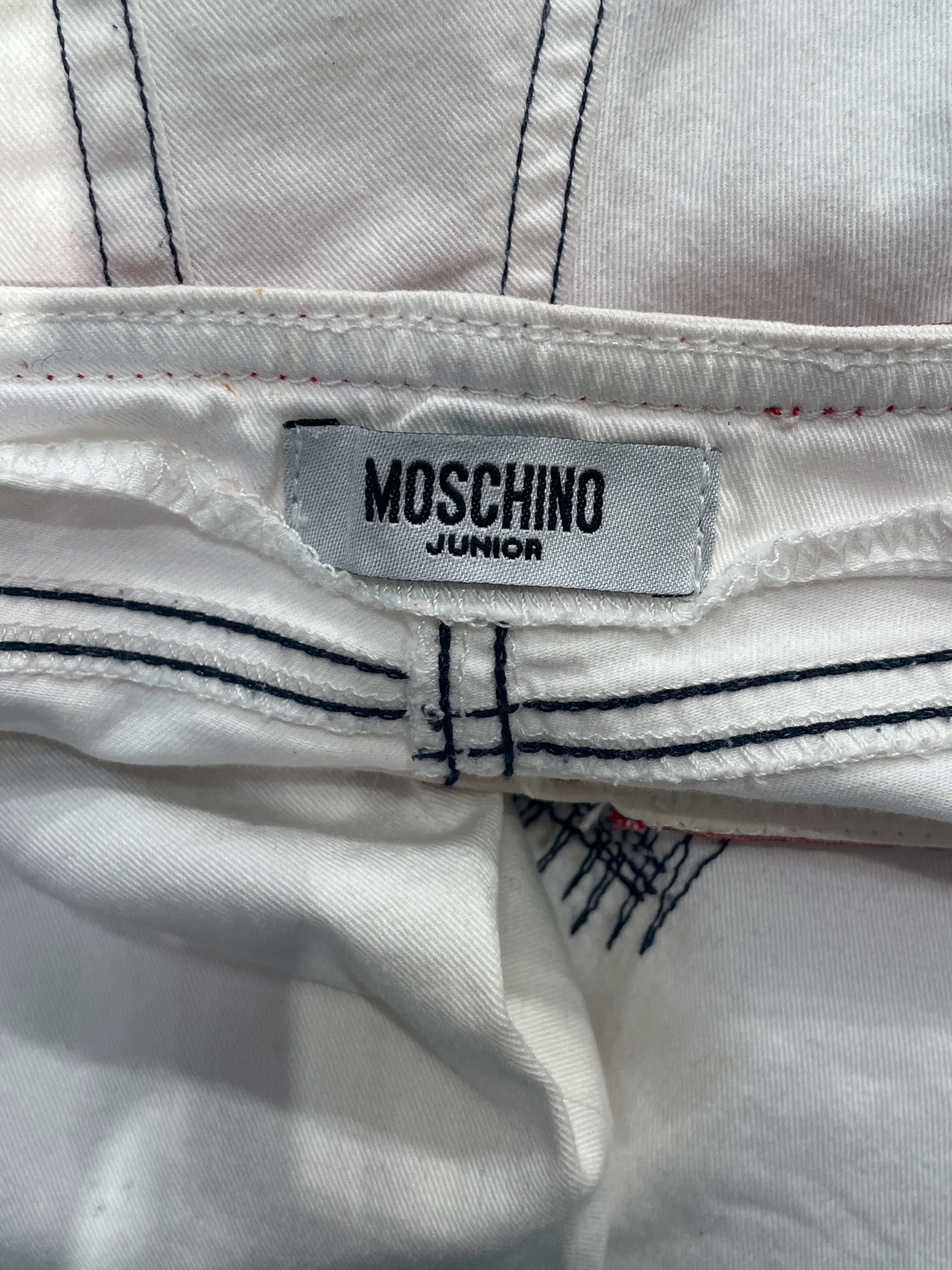 MOSCHINO JUNIOR/Skinny Pants/42/Cotton/WHT/OVERSTITCH/LOGO WAISTBAND view 4