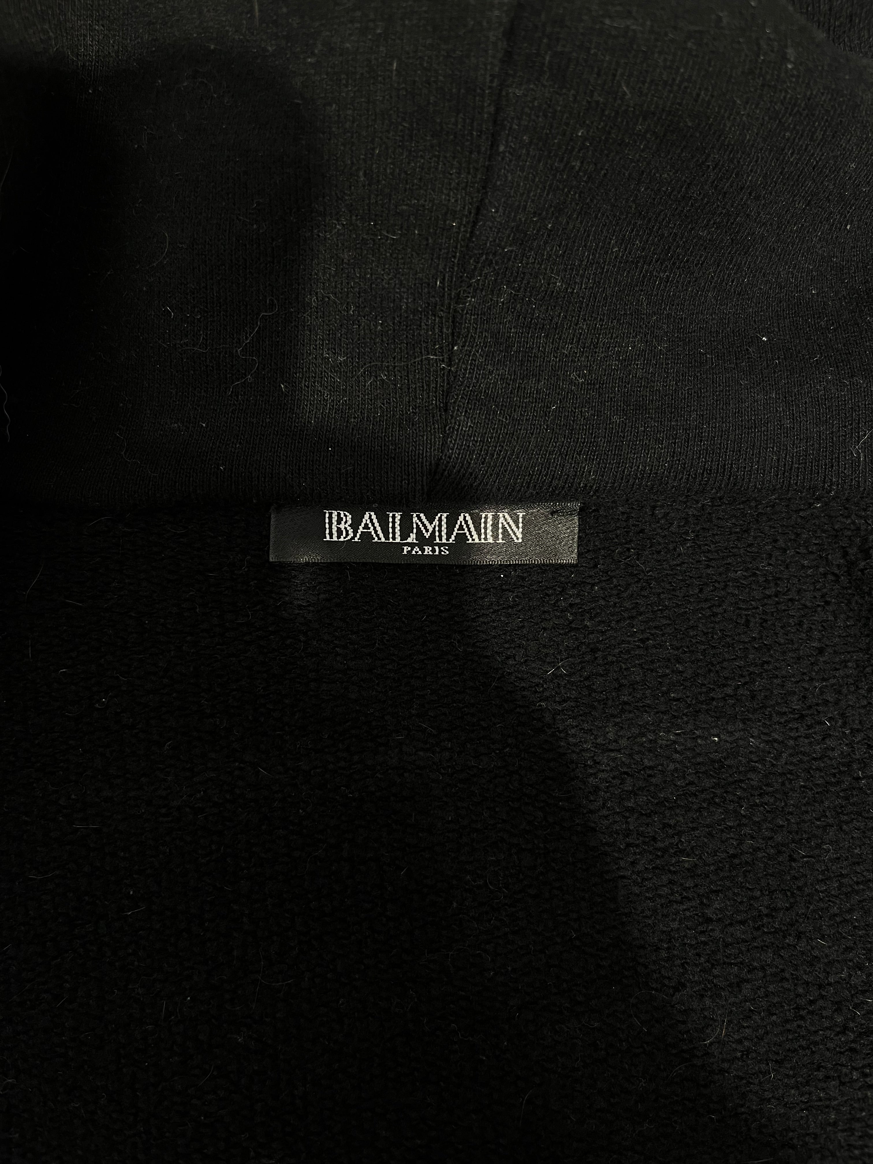 BALMAIN/Zip Up Hoodie/S/Cotton/BLK/ZIPS UP THE SIDES view 4