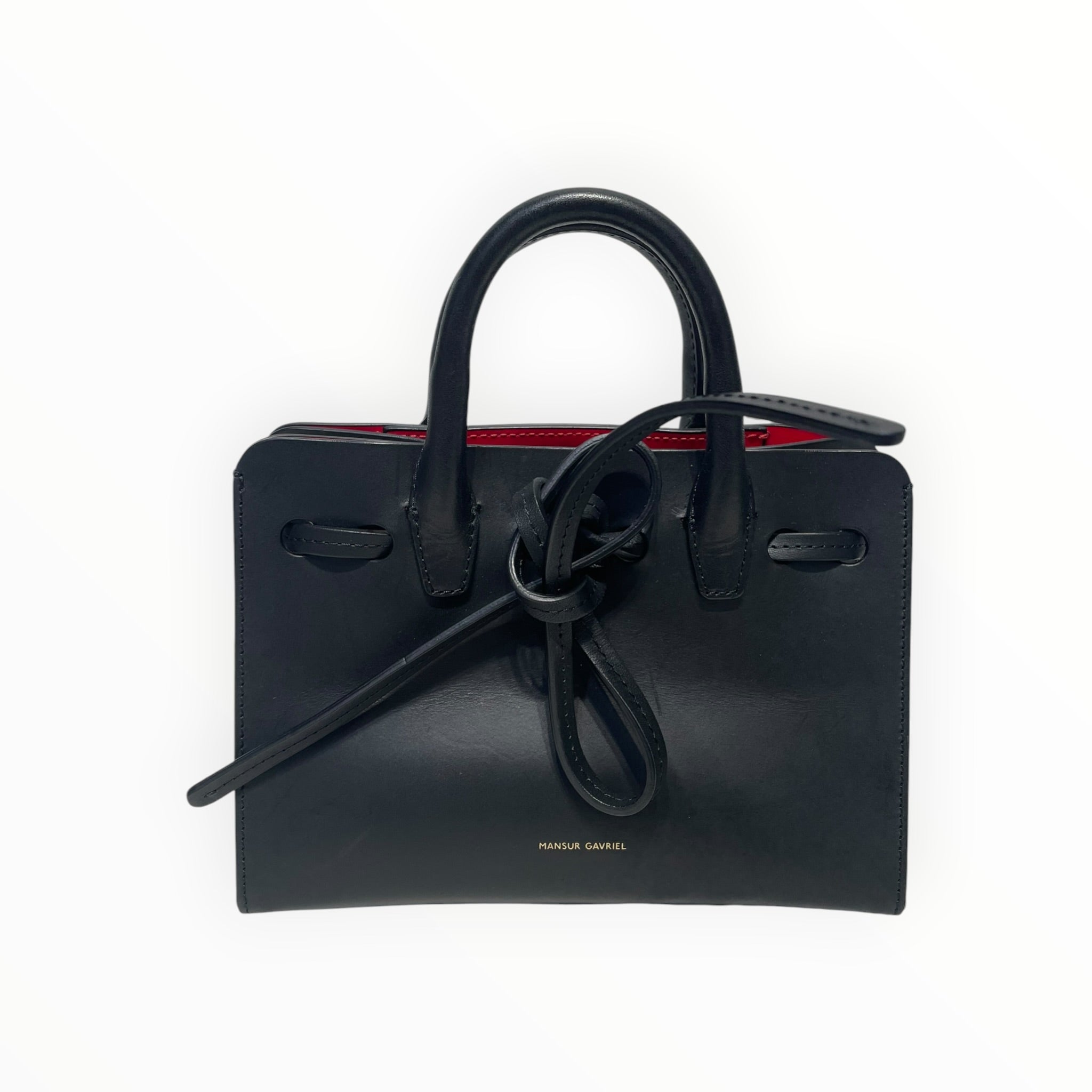 Mansur Gavriel/Cross Body Bag/Leather/BLK/front leather tie view 3