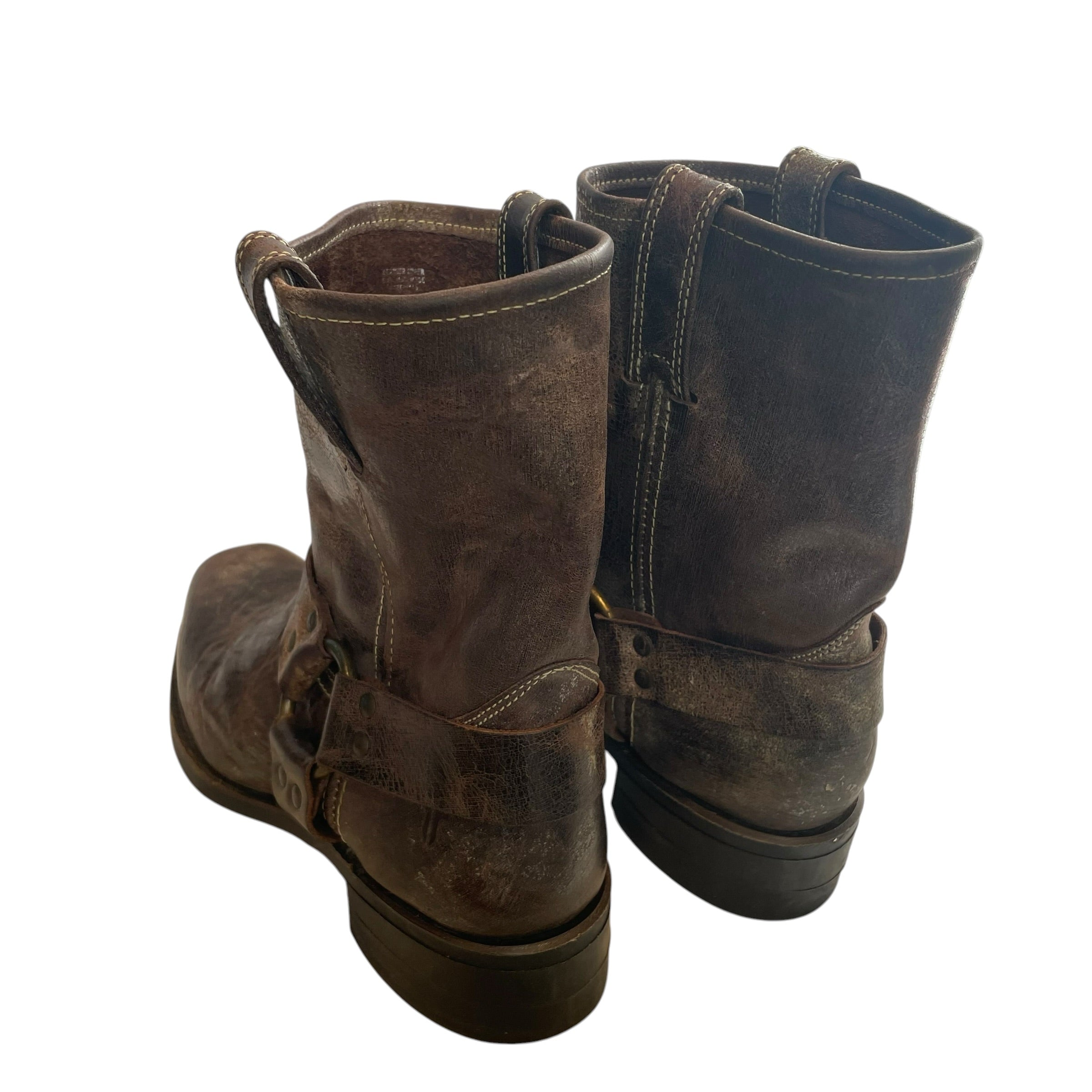 FRYE/Biker Boots/US 10/Leather/BRW/M291067/gld-detail/distressed view 2