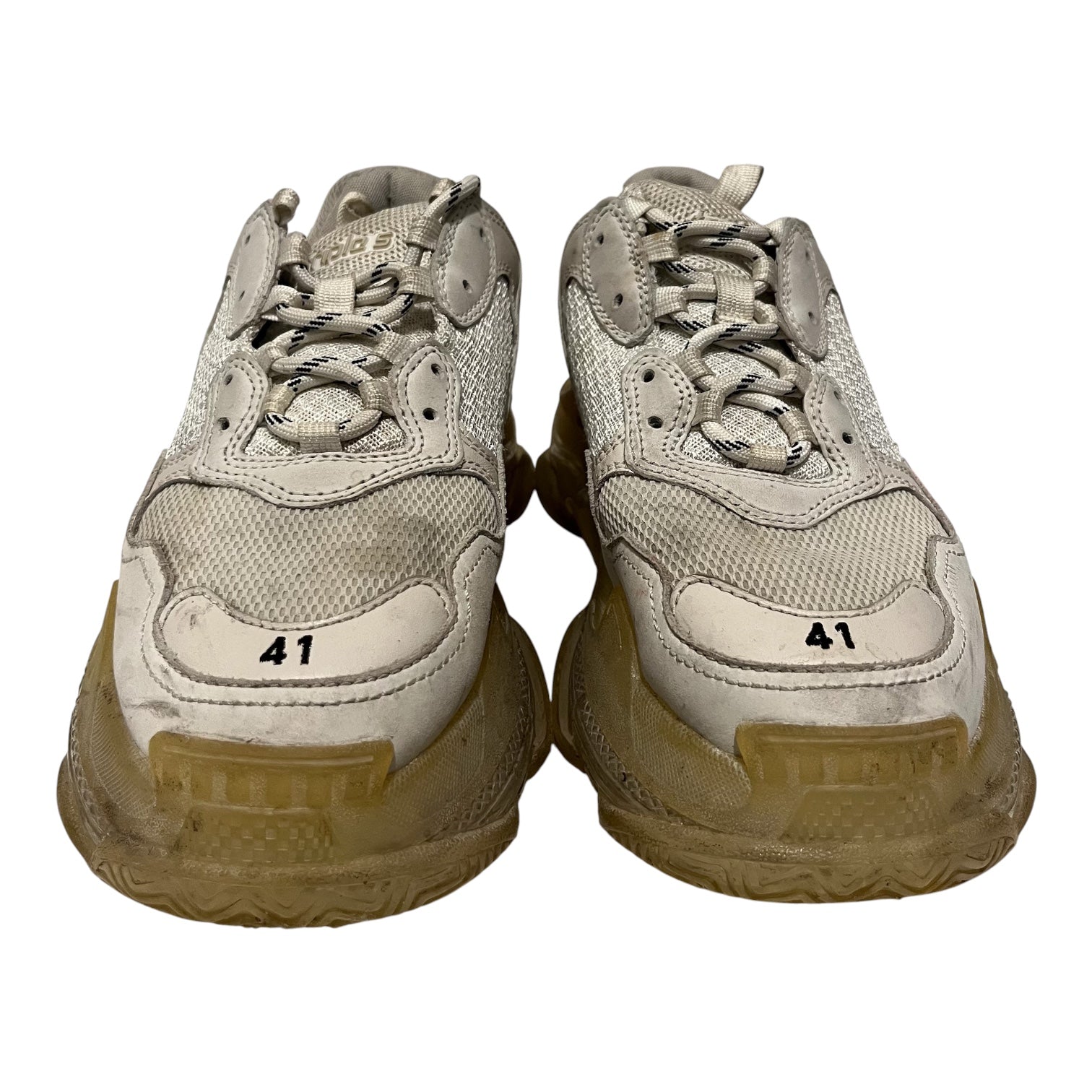 BALENCIAGA/Low-Sneakers/US 8/Polyester/IVR/tripple s clear sole view 1