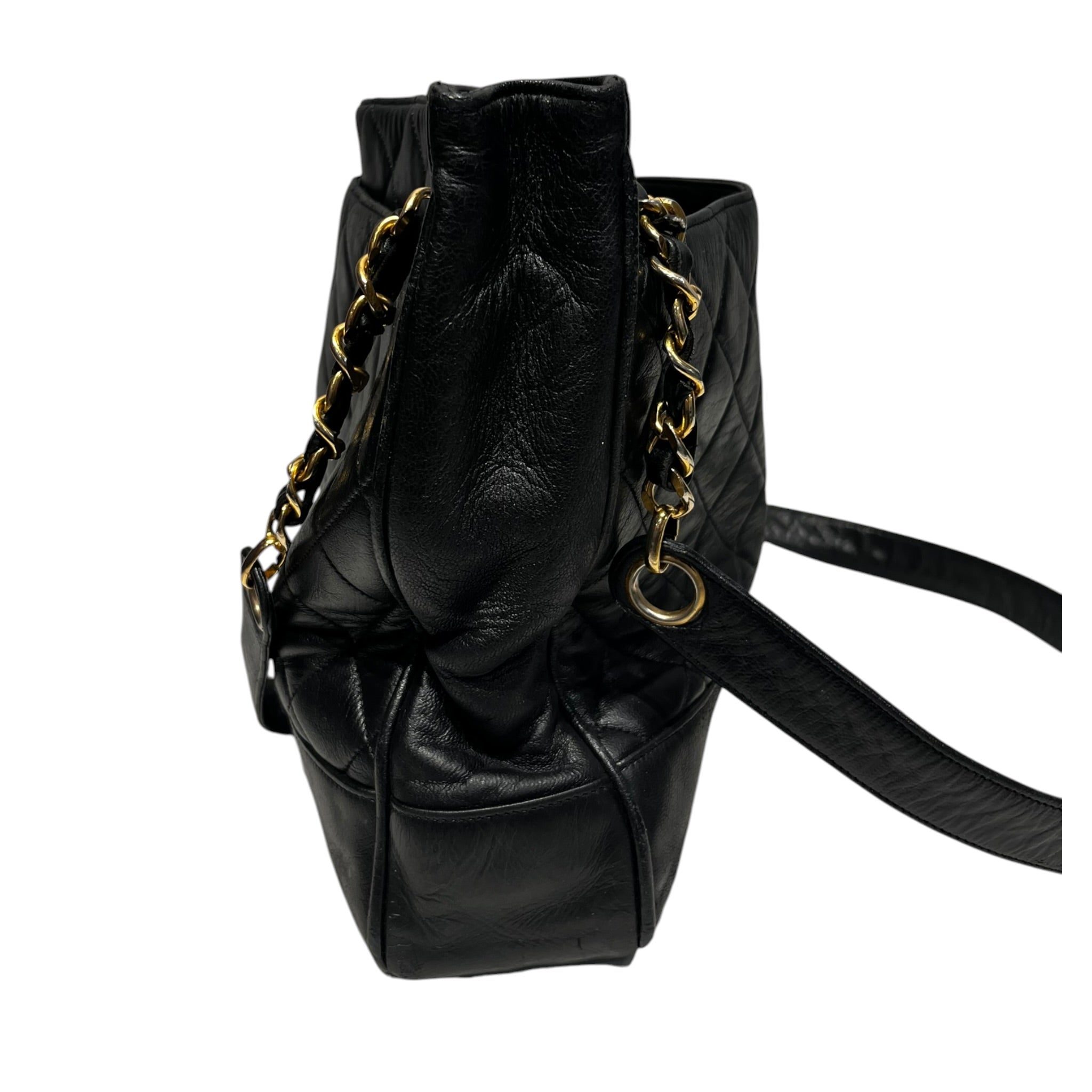 CHANEL/Tote Bag/Leather/BLK/Matelasse Quilted view 2