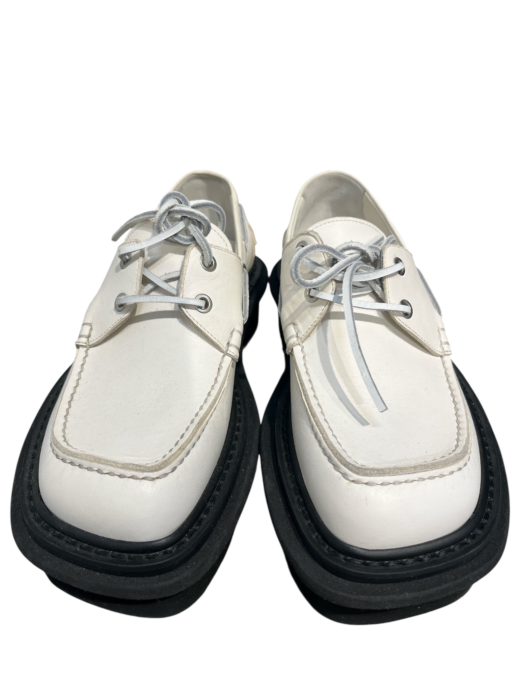 DRIES VAN NOTEN/Loafers/EU 40/Leather/WHT/chunky sole lace around view 2
