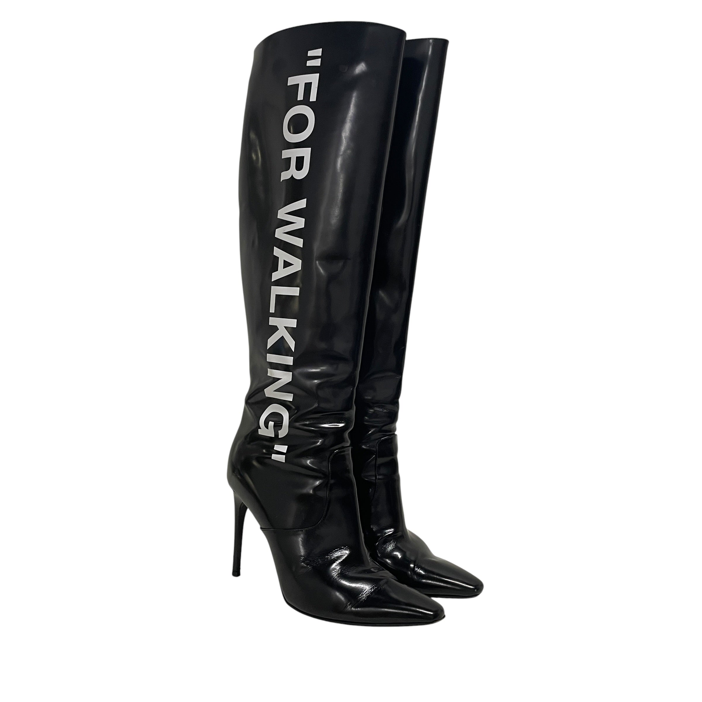 OFF-WHITE/Heels/US 7.5/Leather/BLK/"FOR WALKING' view 1