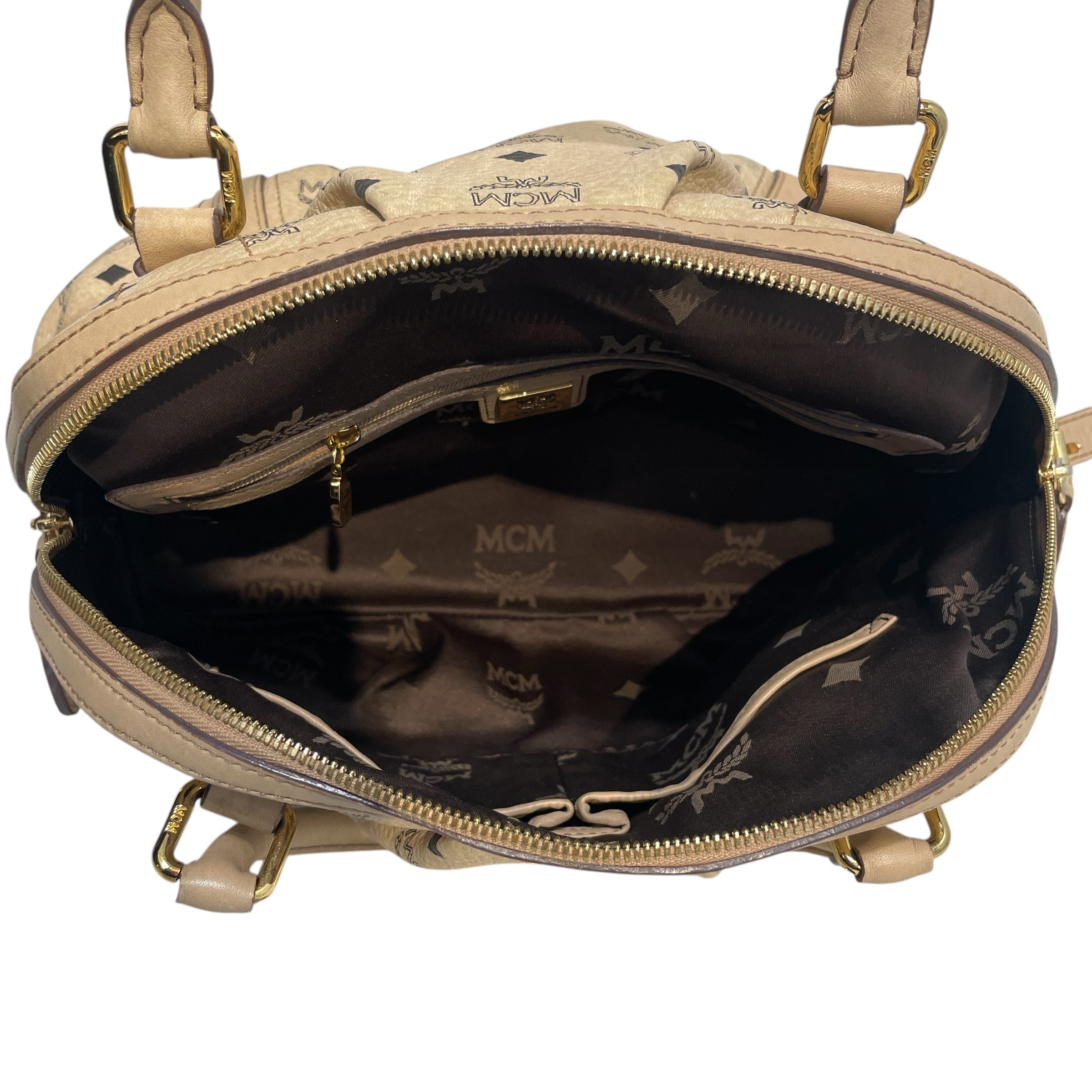 MCM/Clutch Bag/Leather/BRW/Leather handle bag monogram view 4