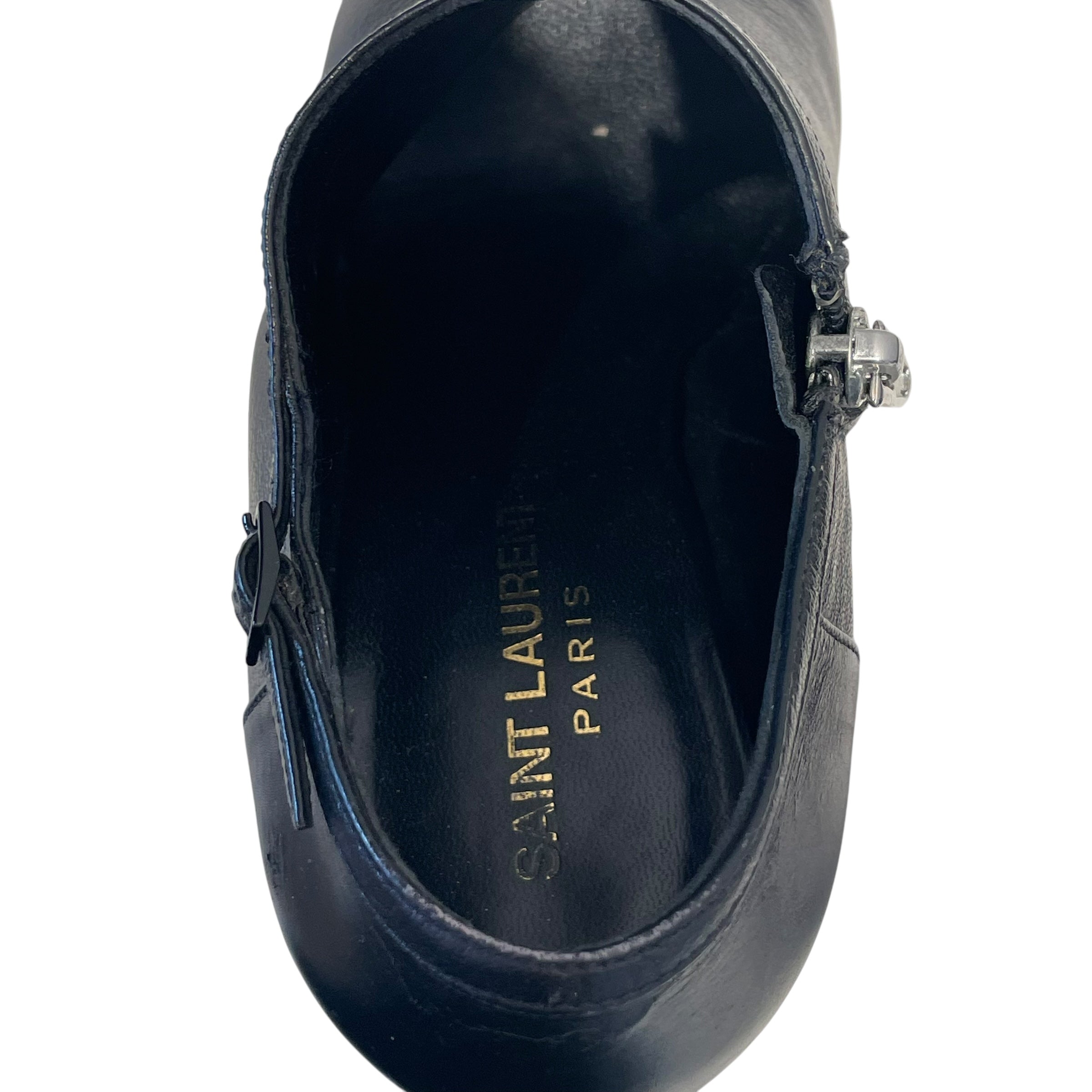 SAINT LAURENT/Heels/US 7/Leather/BLK/Ankle Strap/ view 6