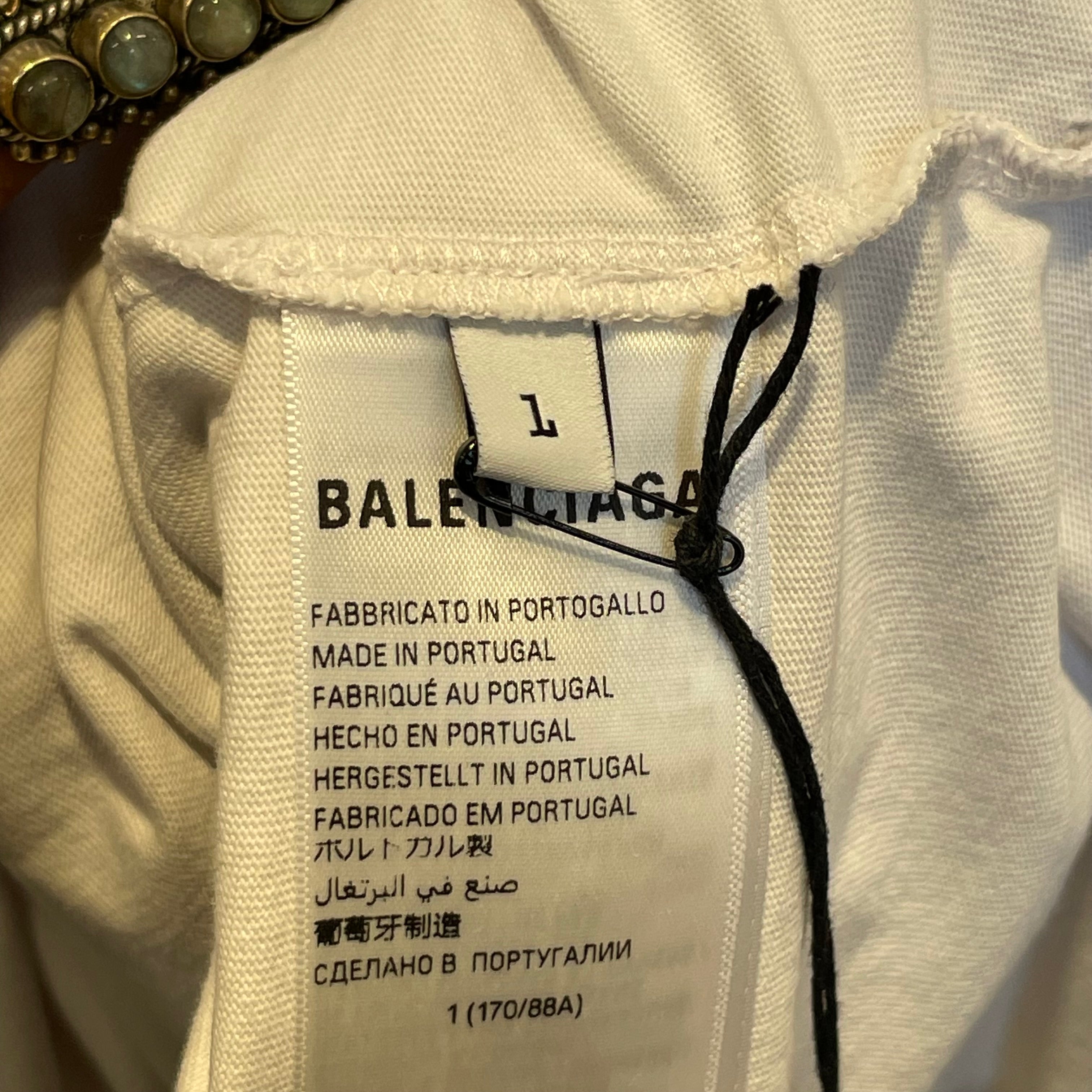 BALENCIAGA/T-Shirt/L/Cotton/WHT/pierced collar view 5