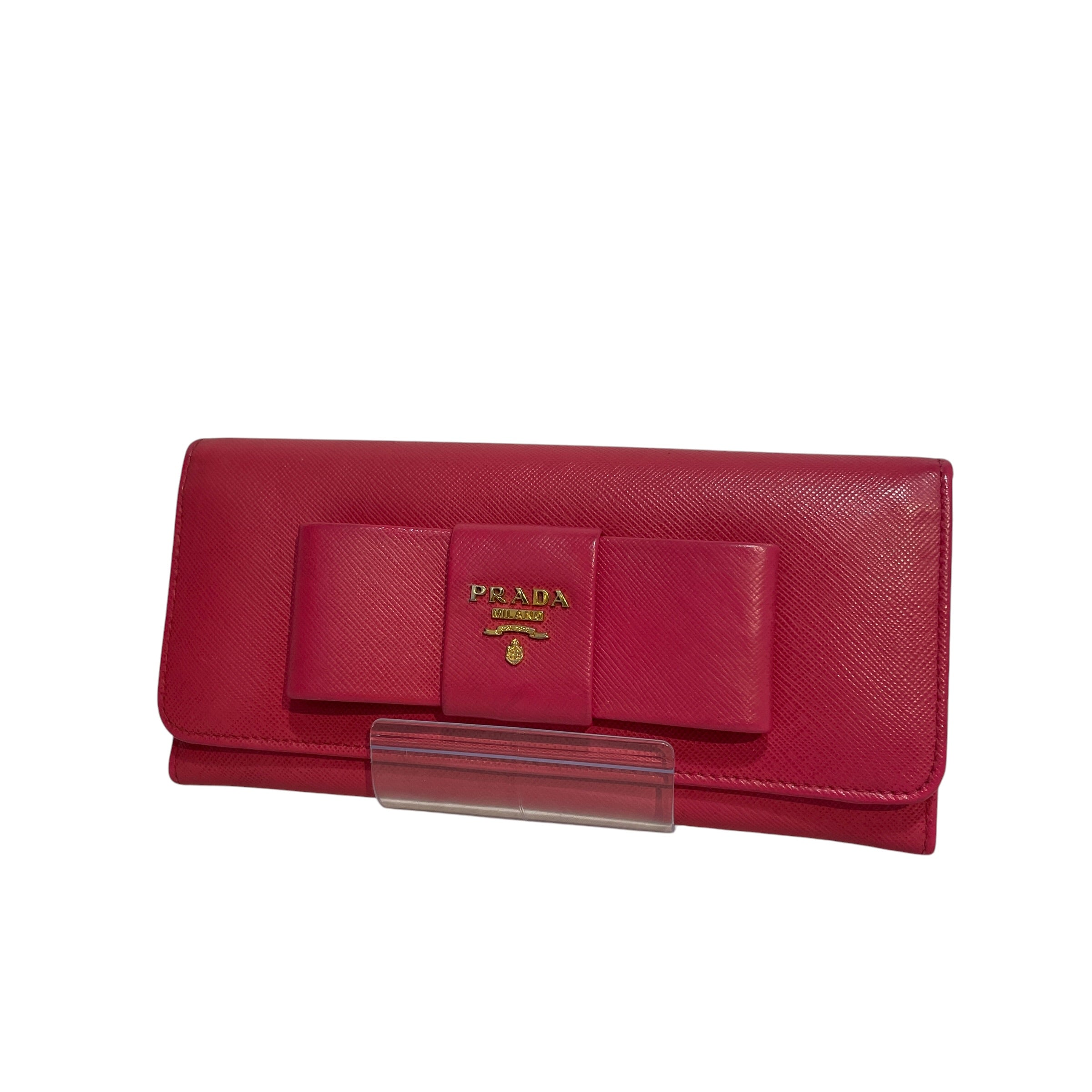 PRADA/Long Wallet/Leather/PNK/Saffiano Bow Wallet view 1