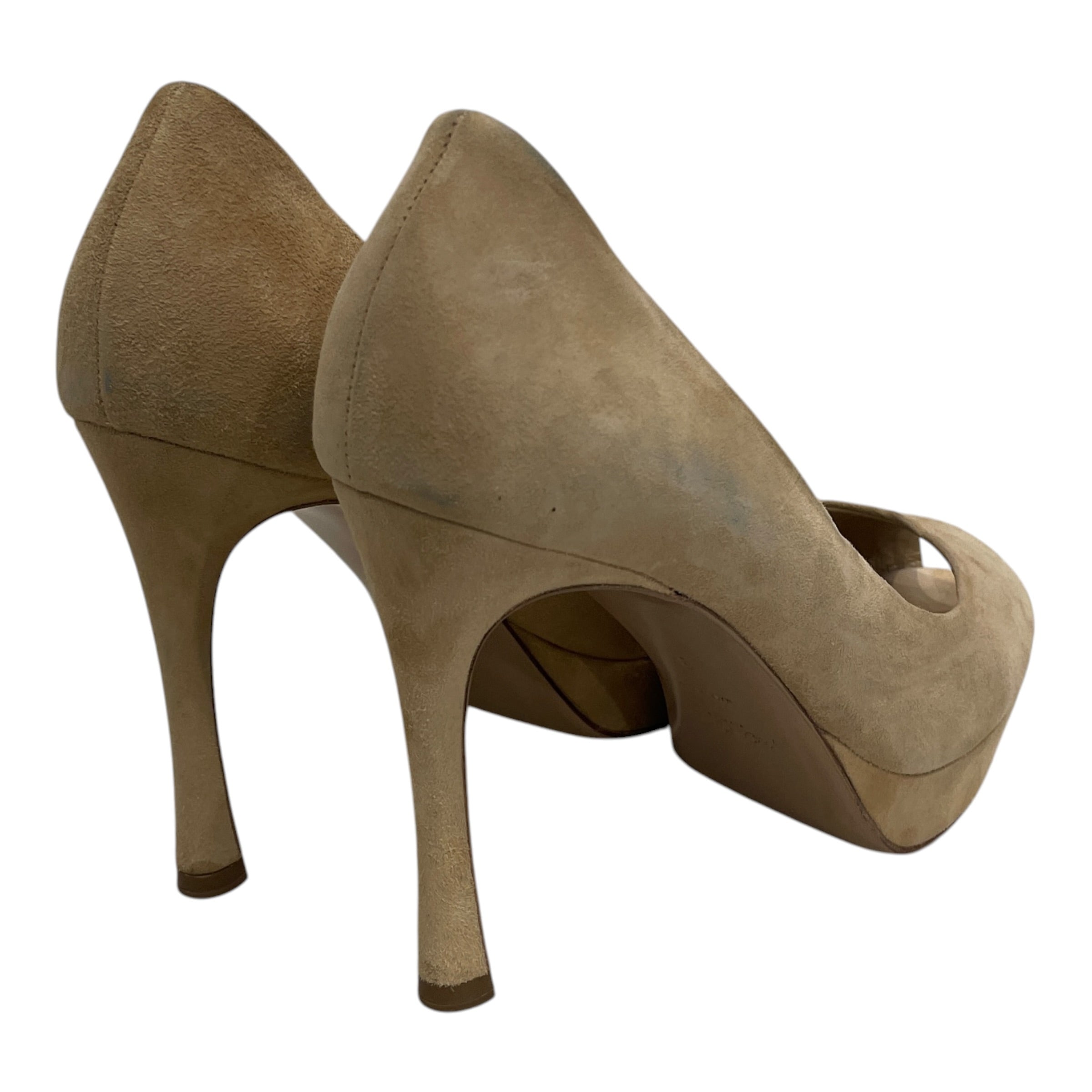 YVES SAINT LAURENT/Heels/EU 37/Suede/BEG/Open-Toe/YSL PLATFORM view 2