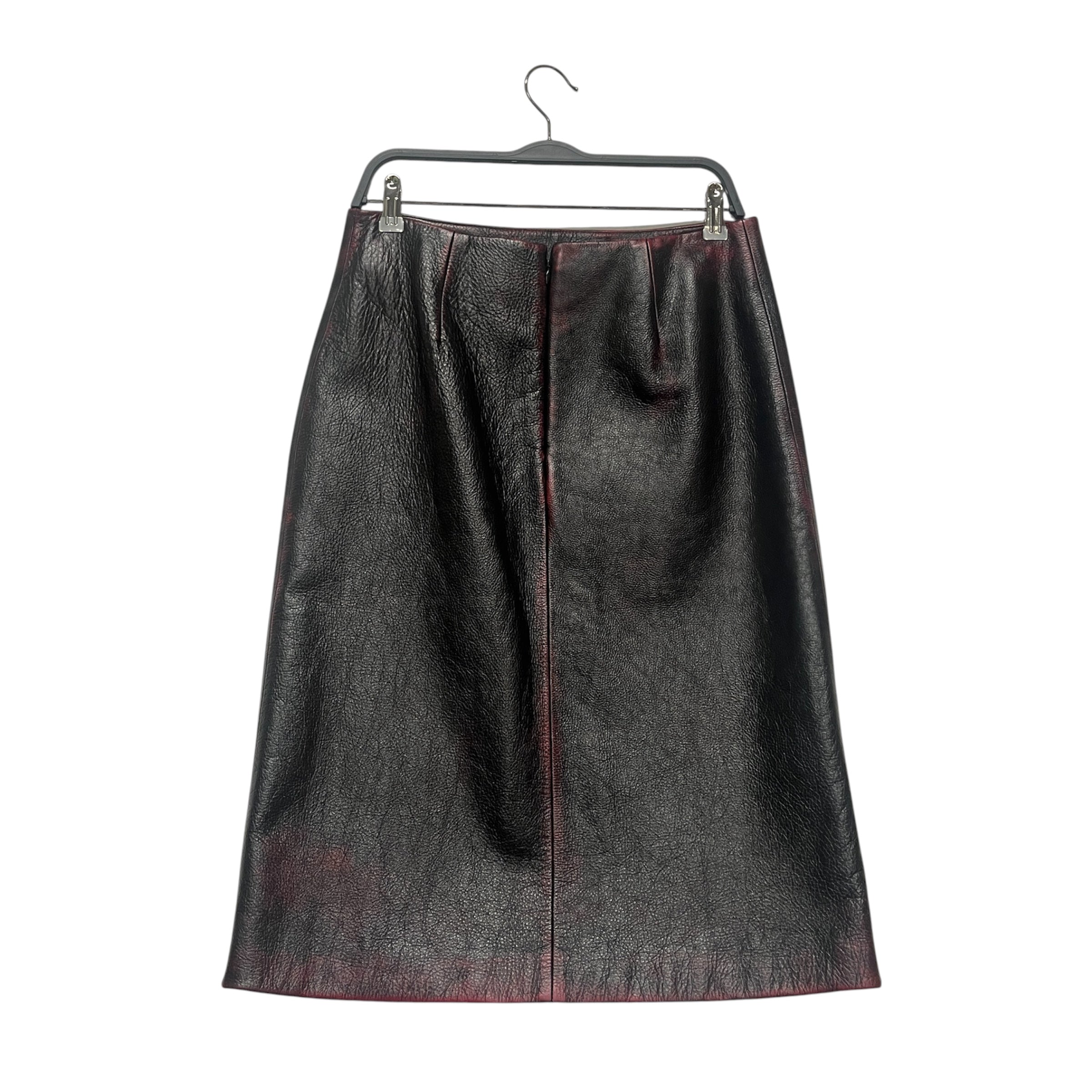 BALENCIAGA/Skirt/M/Leather/BLK/Midi Length/RED WASHED BLK LEATHER MIDI view 2