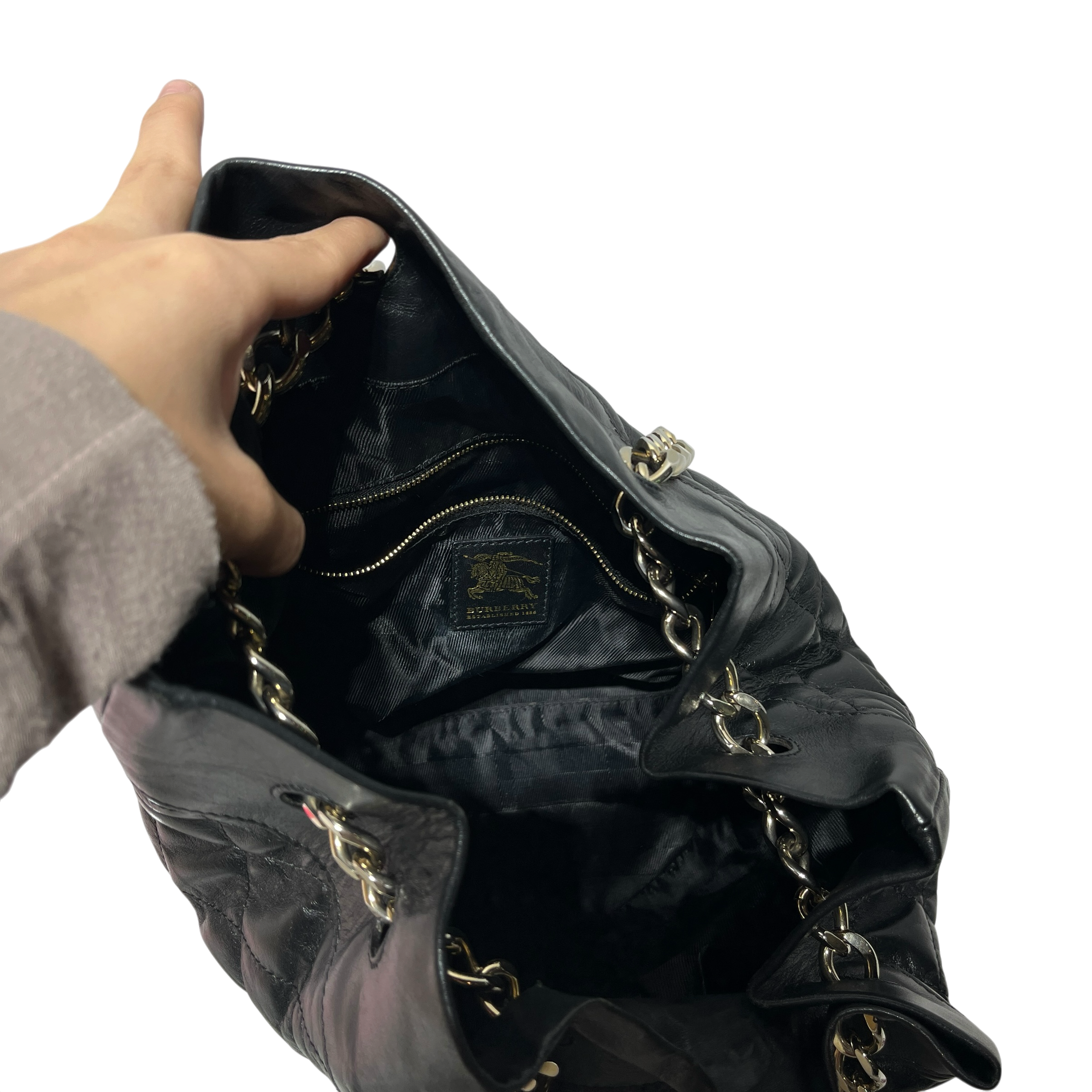 BURBERRY/Hand Bag/Leather/BLK/QUILTED LEATHER CHAIN STRAP view 3