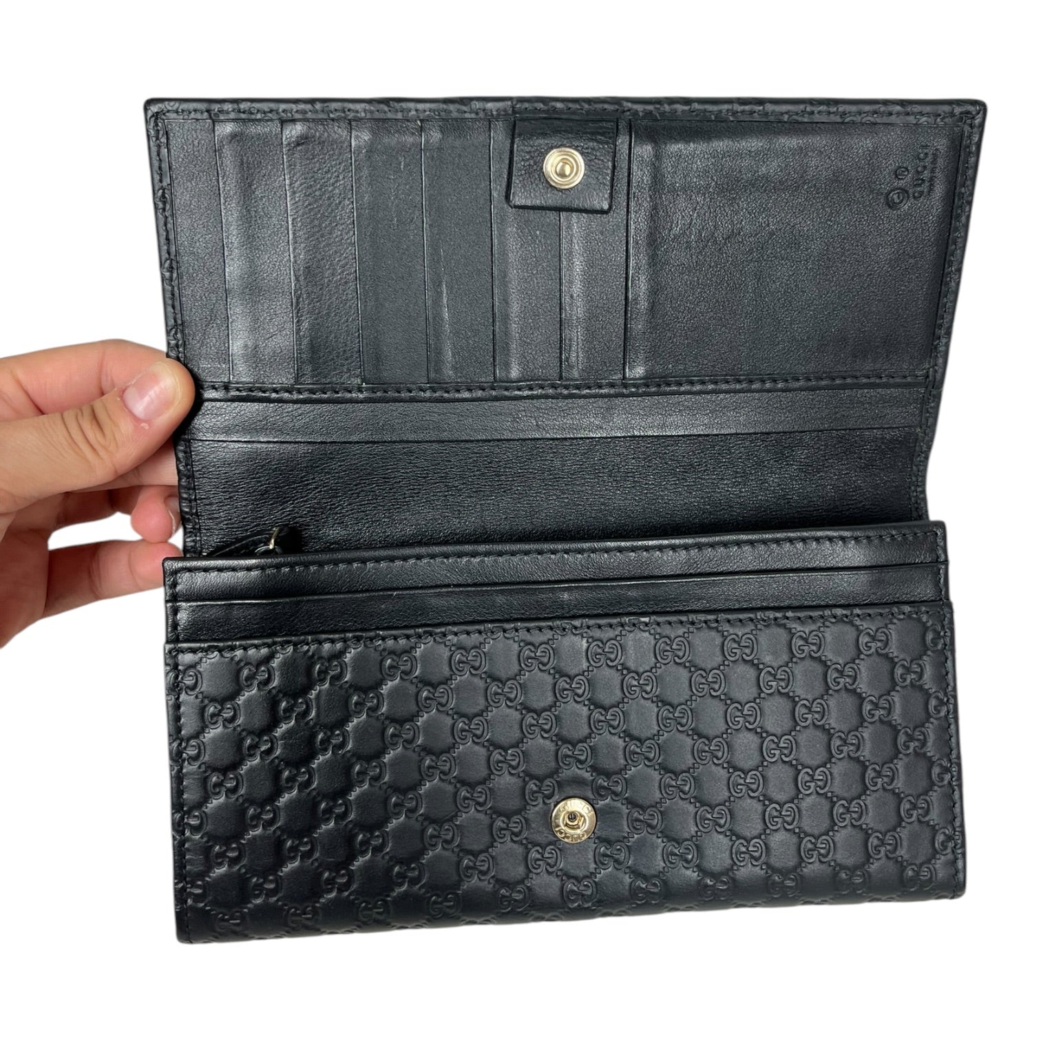 GUCCI/Long Wallet/Monogram/Leather/BLK/L's/Micro Guccisima Leather Wallet view 3
