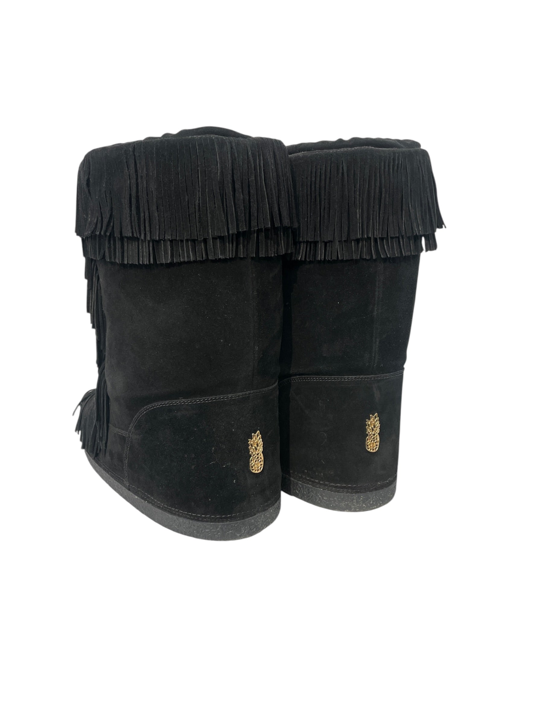 AQUAZZURA/Boots/EU 41/Suede/BLK/karlie fringe view 2