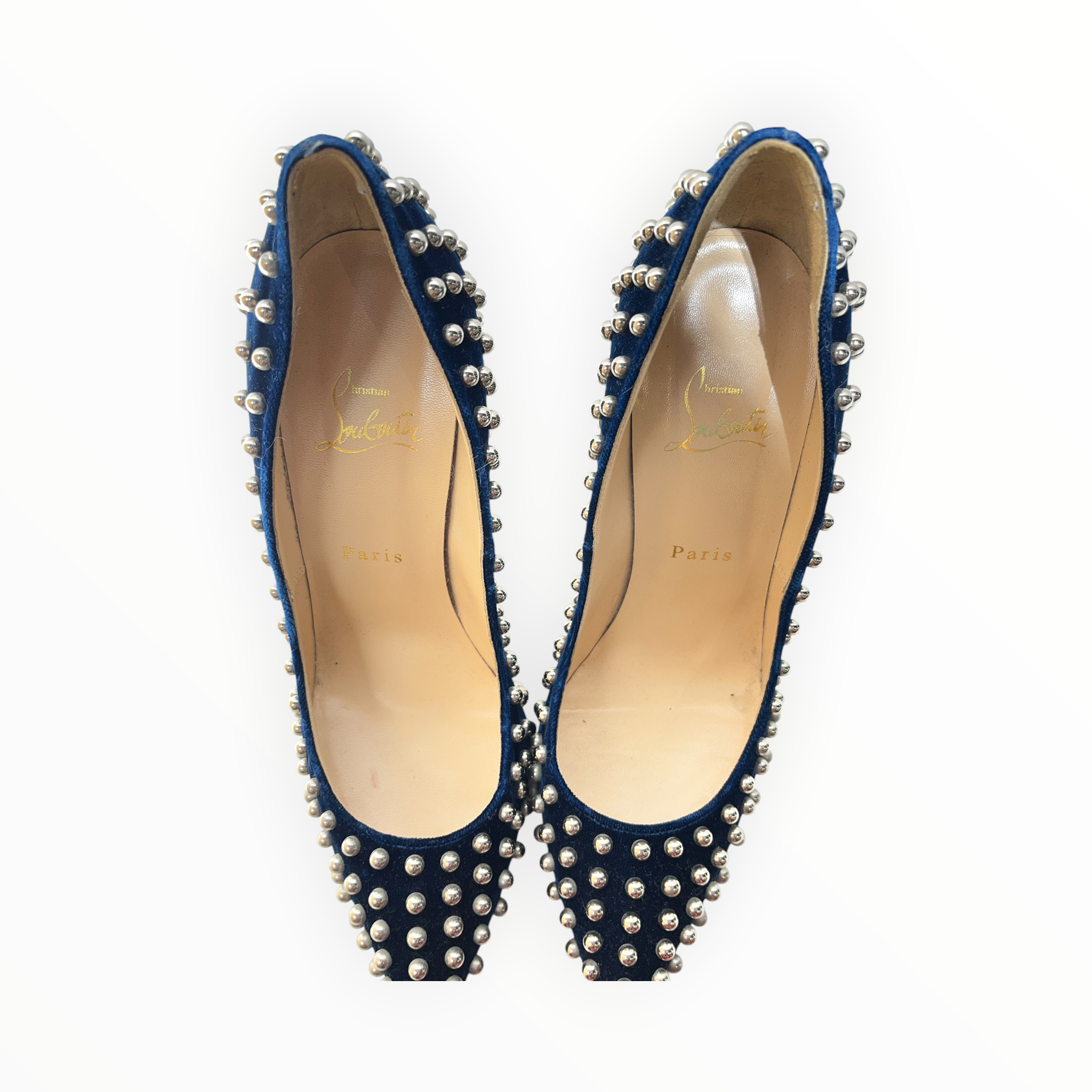 Christian Louboutin/Heels/EU 40/NVY/VELVET SILVER BEADS view 14