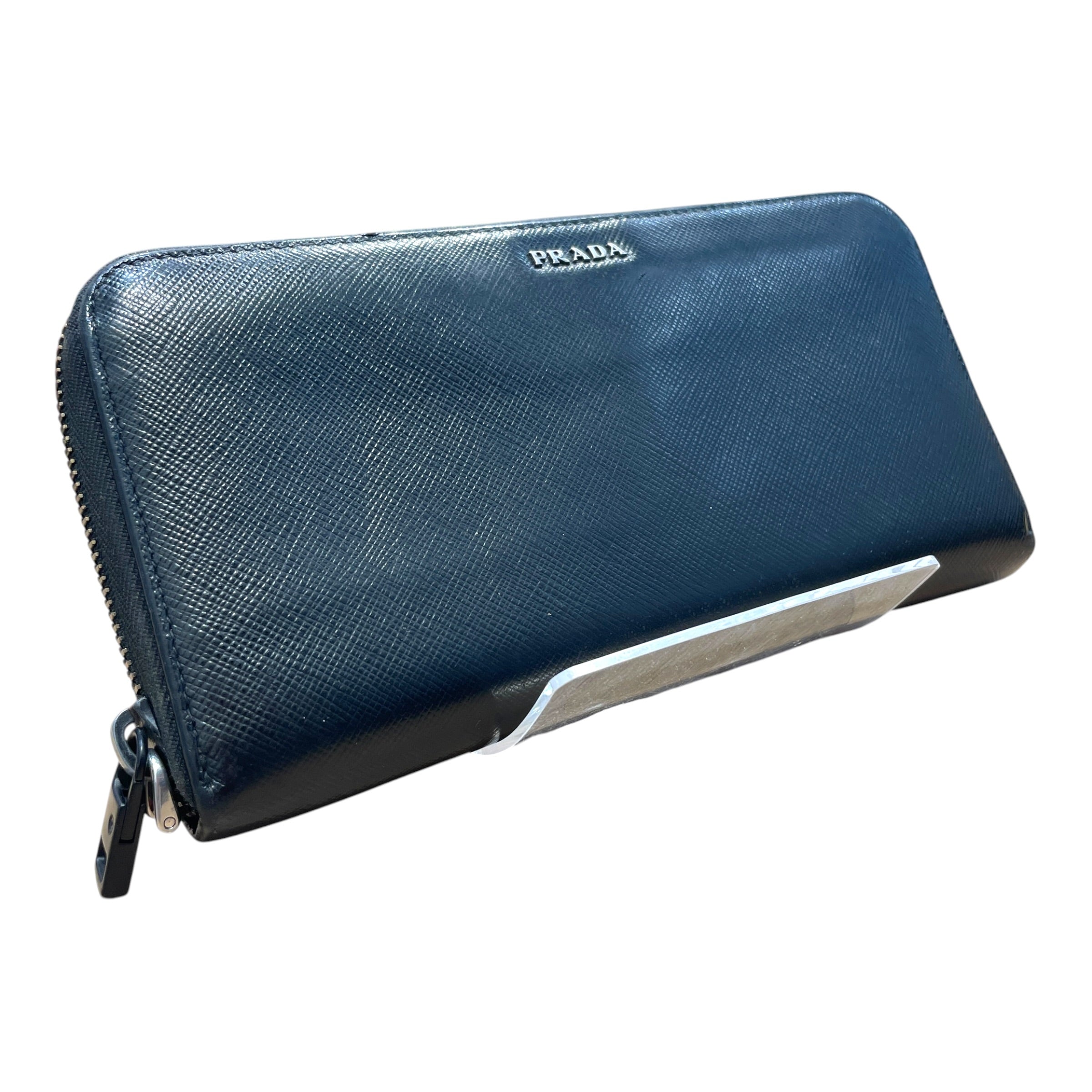 PRADA/Long Wallet/Leather/BLK/L's/Vitello Red Inside Wallet view 1