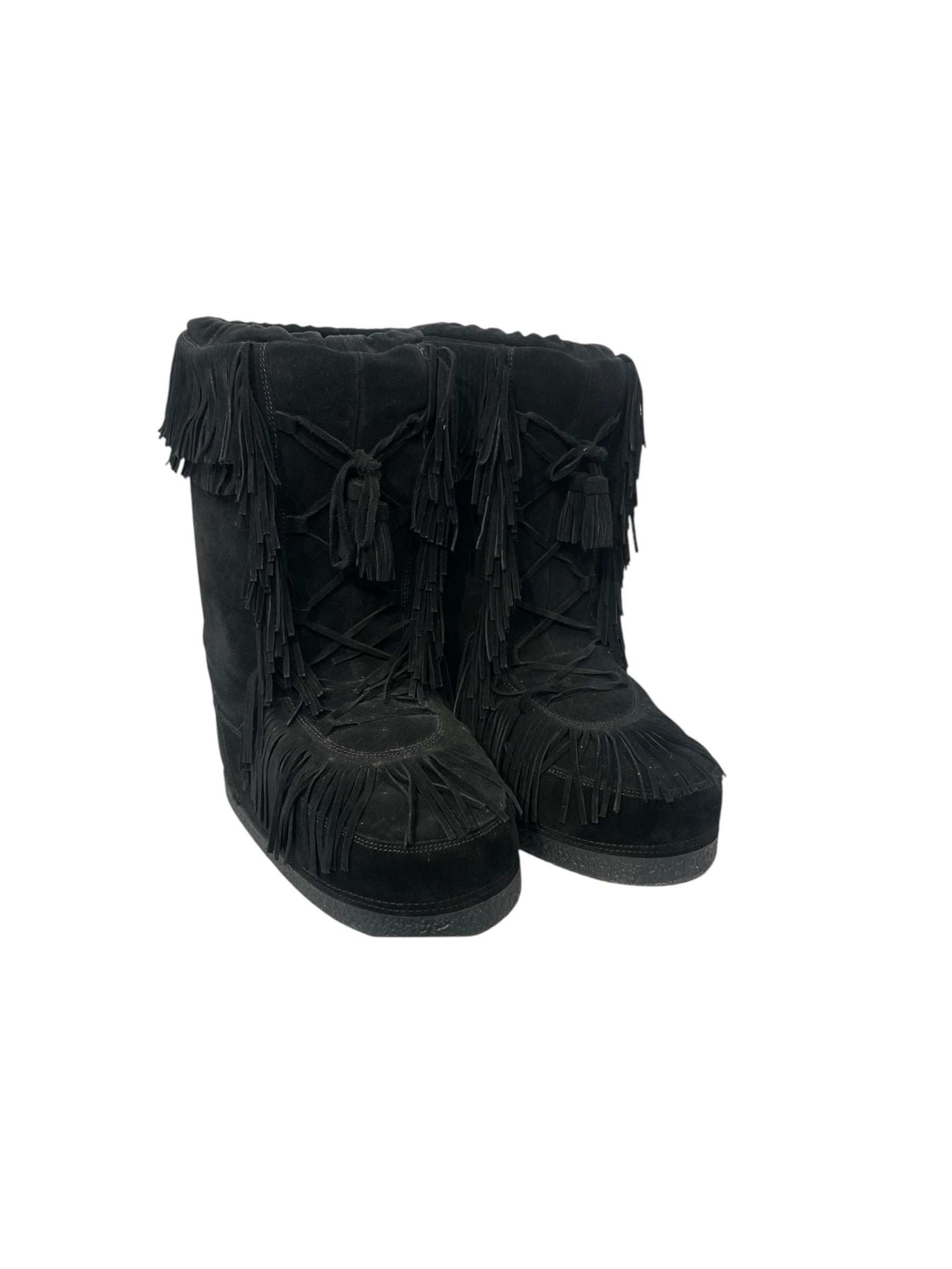 AQUAZZURA/Boots/EU 41/Suede/BLK/karlie fringe view 1
