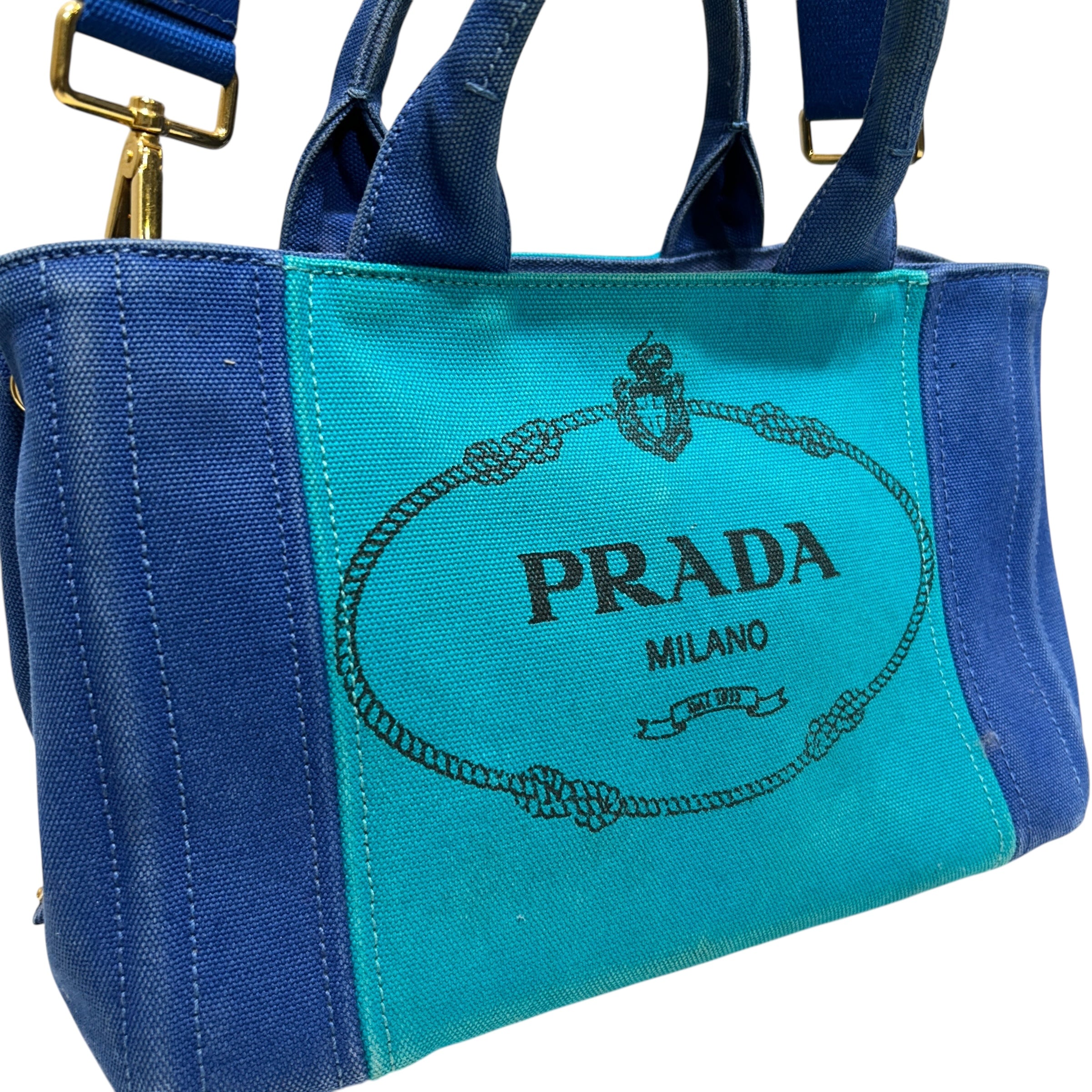 PRADA/Tote Bag/S/Border/BLU/Kanapa Mini Tote view 6