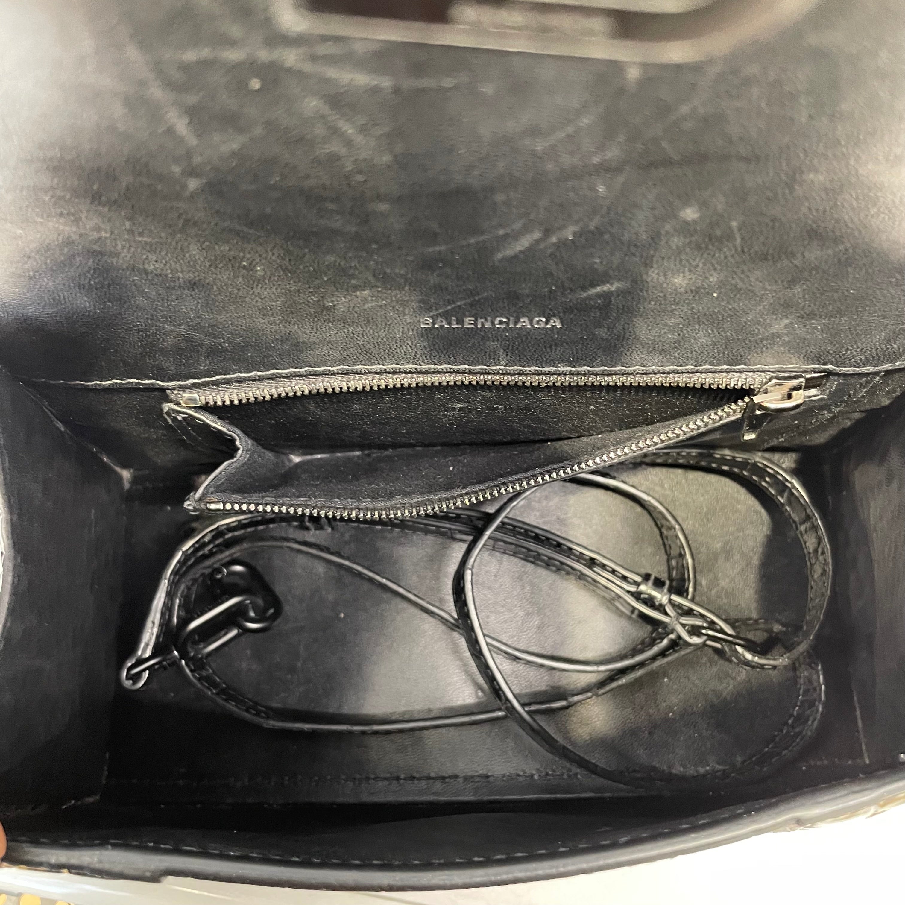 BALENCIAGA/Hand Bag/Animal Pattern/Leather/BLK/CROC EMBOSSING/ HOURGLASS view 6