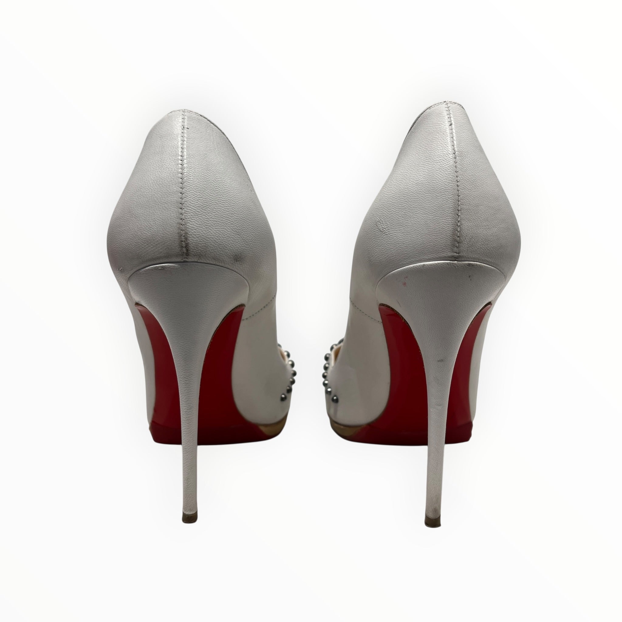 Christian Louboutin/Heels/EU 36.5/Leather/WHT/STUDDED/POINT TOE view 3