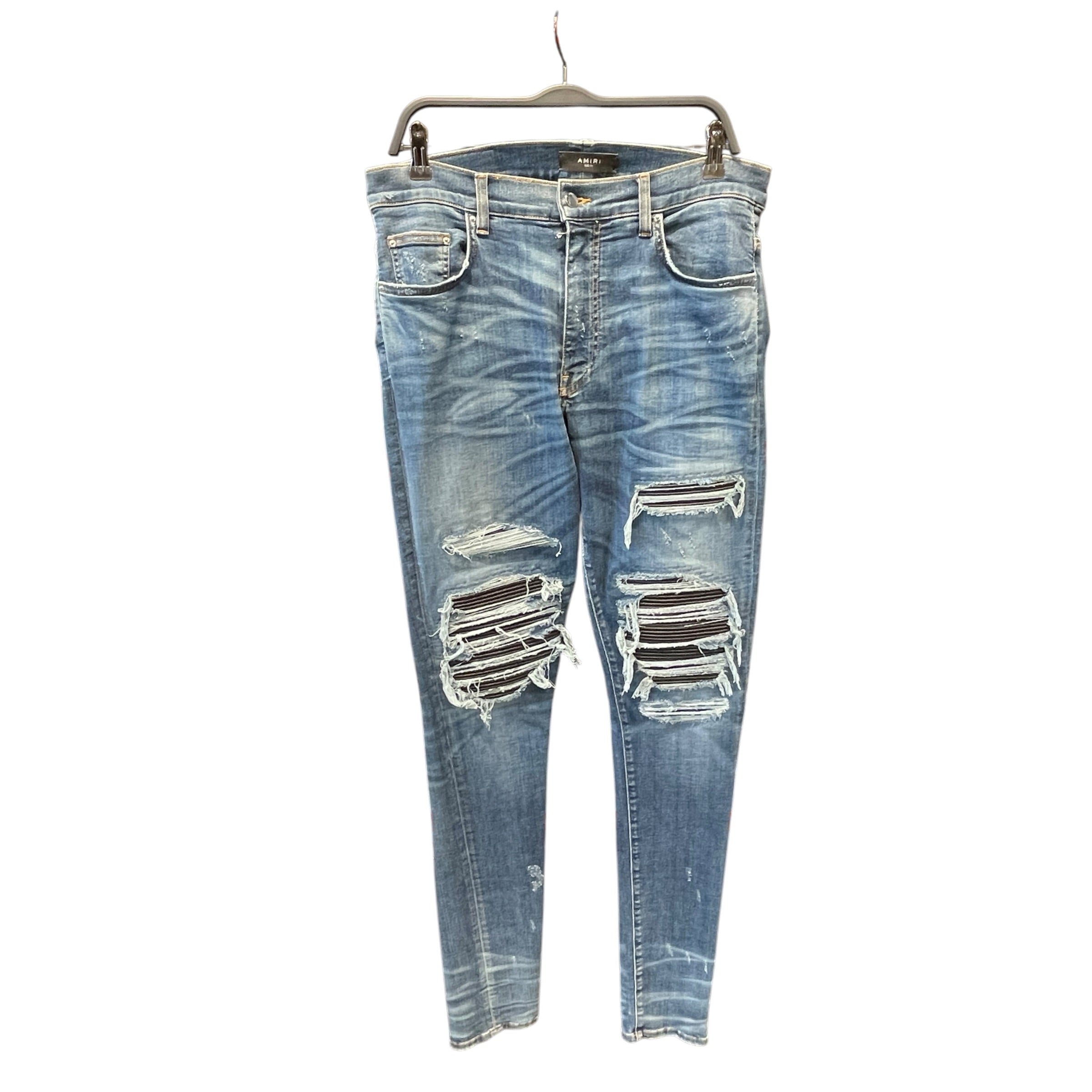 AMIRI/Skinny Pants/34/Cotton/BLU/MX1 Leather Insert Jeans view 1