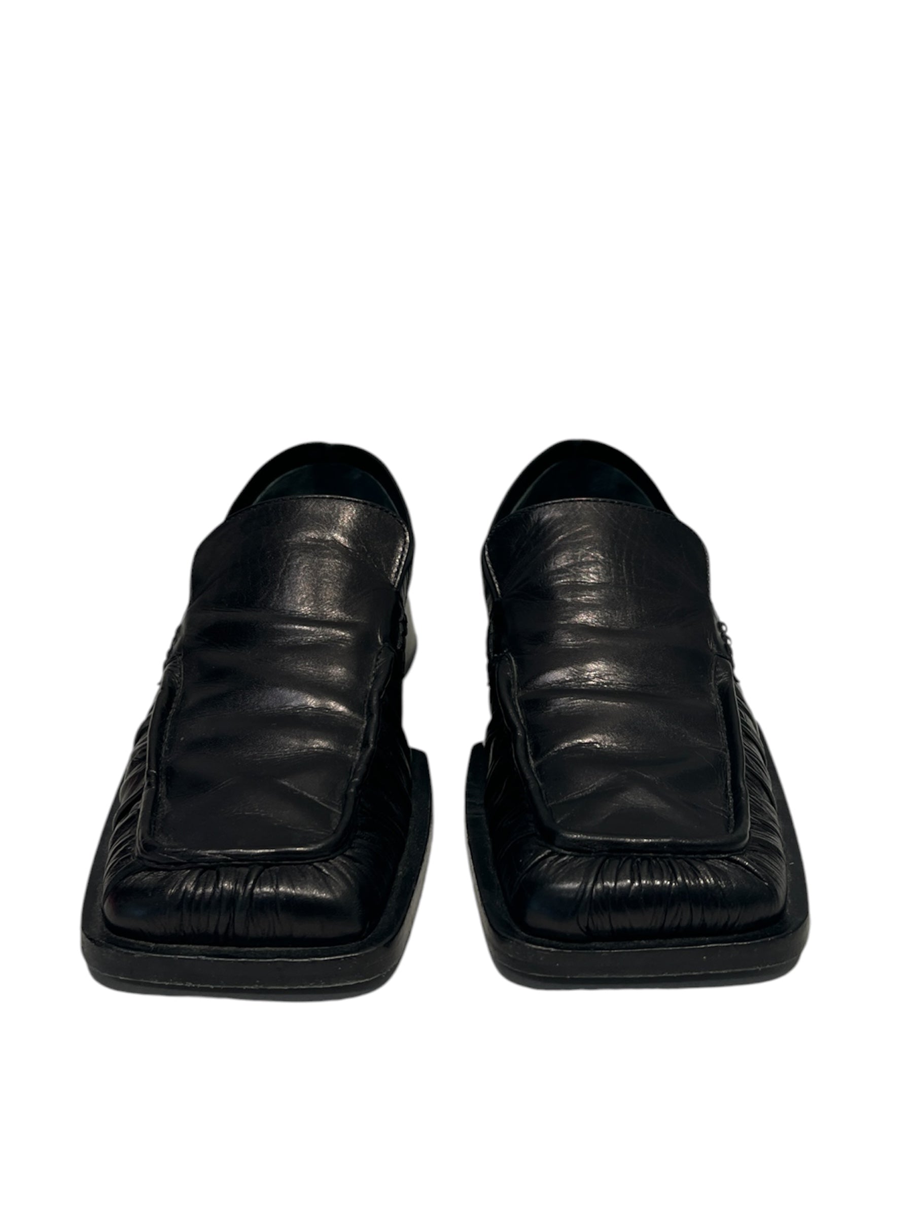 JIL SANDER/Dress Shoes/EU 37.5/Leather/BLK/WRINKLEEATHERLOAFERS view 1