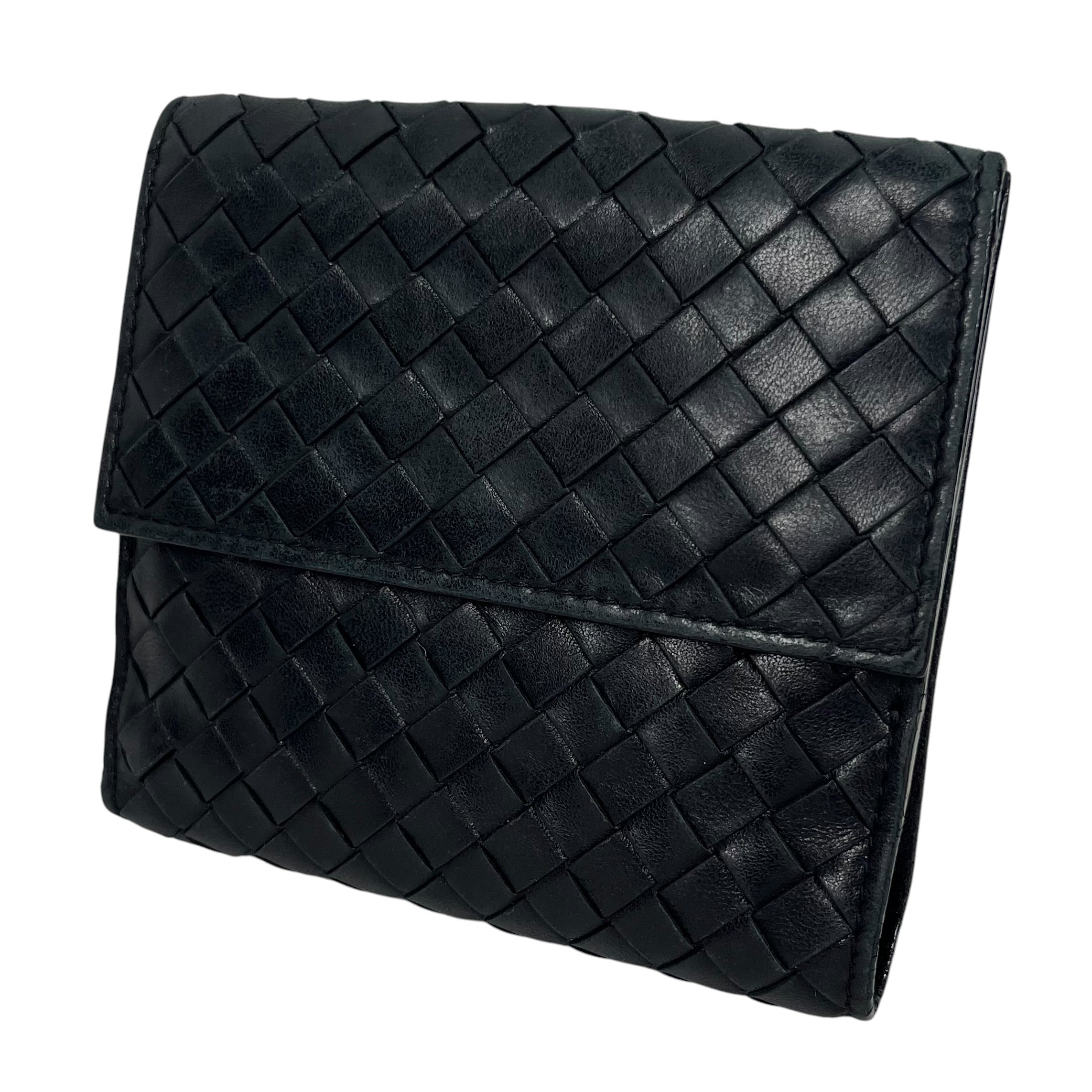BOTTEGA VENETA/Bifold Wallet/Leather/BLK/Intrecciato Leather Wallet view 1