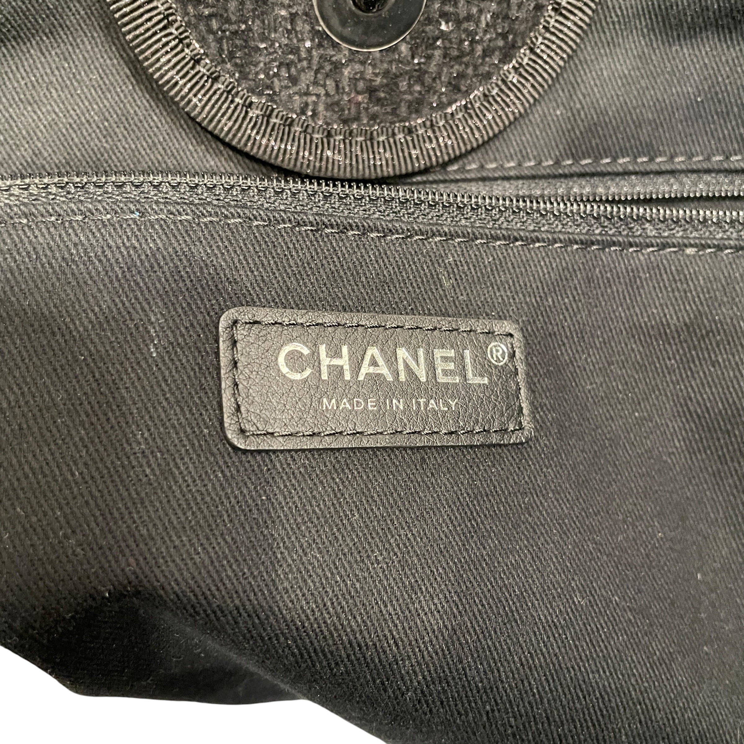 CHANEL/Tote Bag/BLK/Deauville Tweed w/ Pin view 3