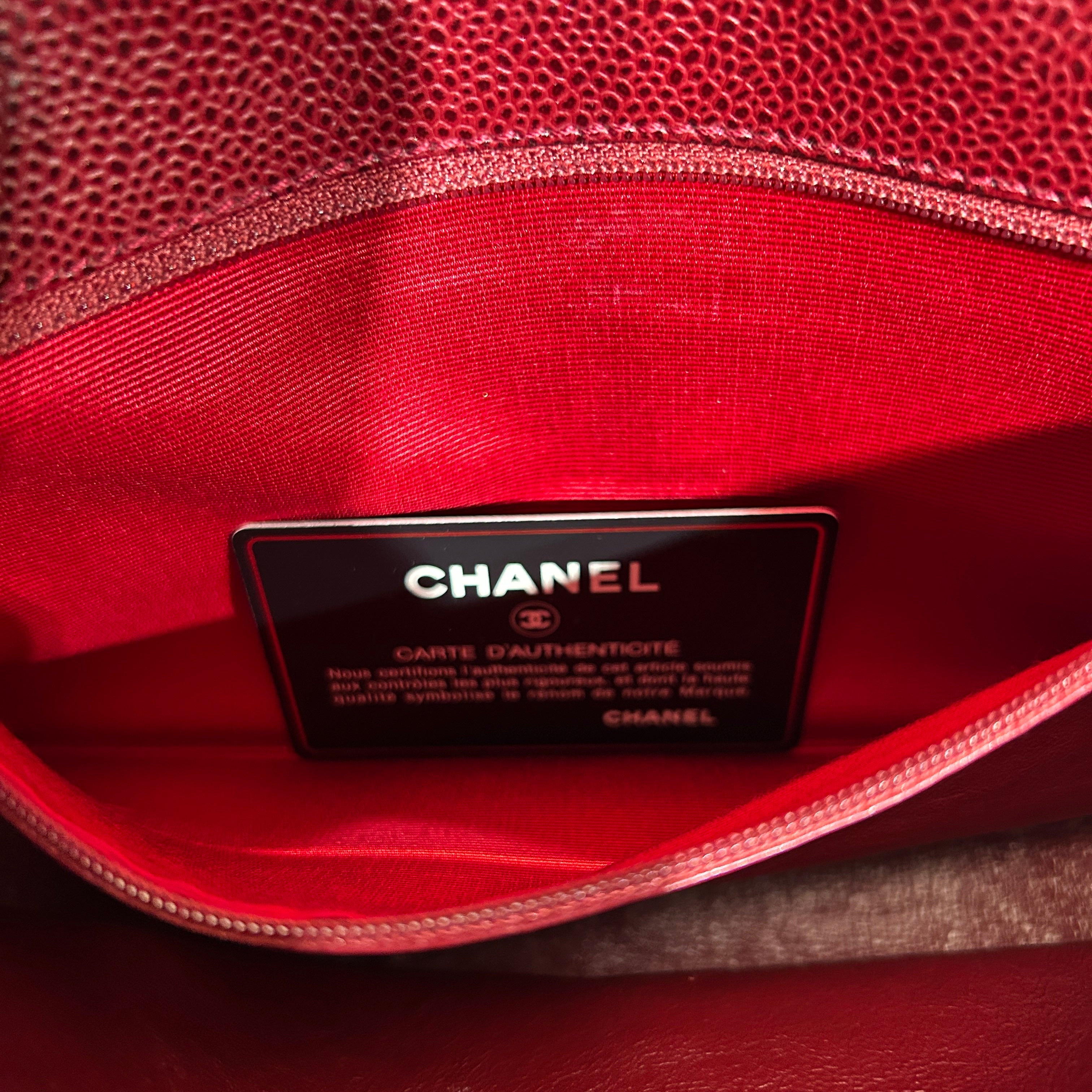CHANEL/Hand Bag/Leather/RED/Caviar Flap Bag view 5
