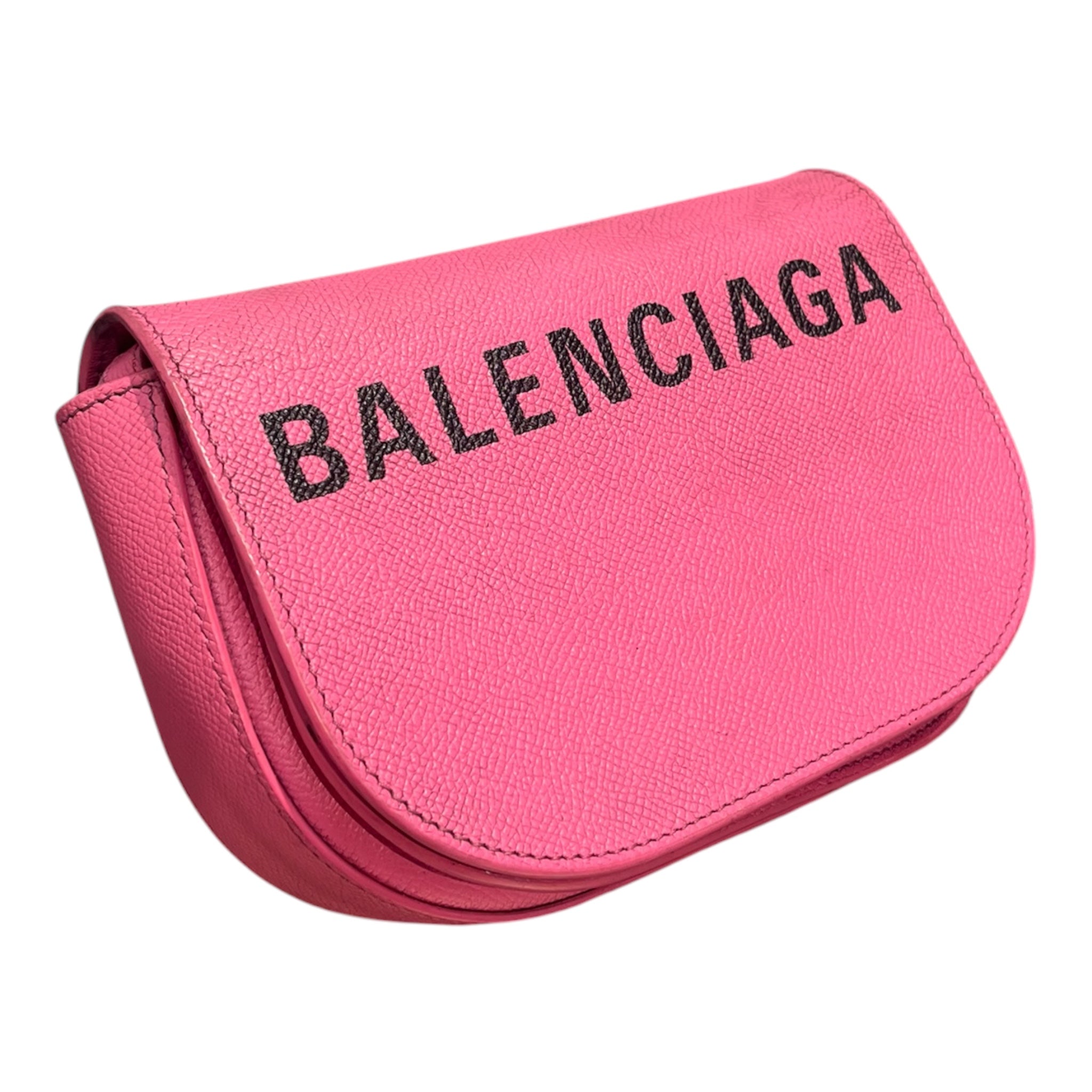 BALENCIAGA/Bag/Leather/PNK/ville day black logo view 3