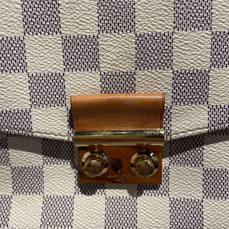 LOUIS VUITTON/Bag/Gingham Check/Leather/WHT/Croisette handbag