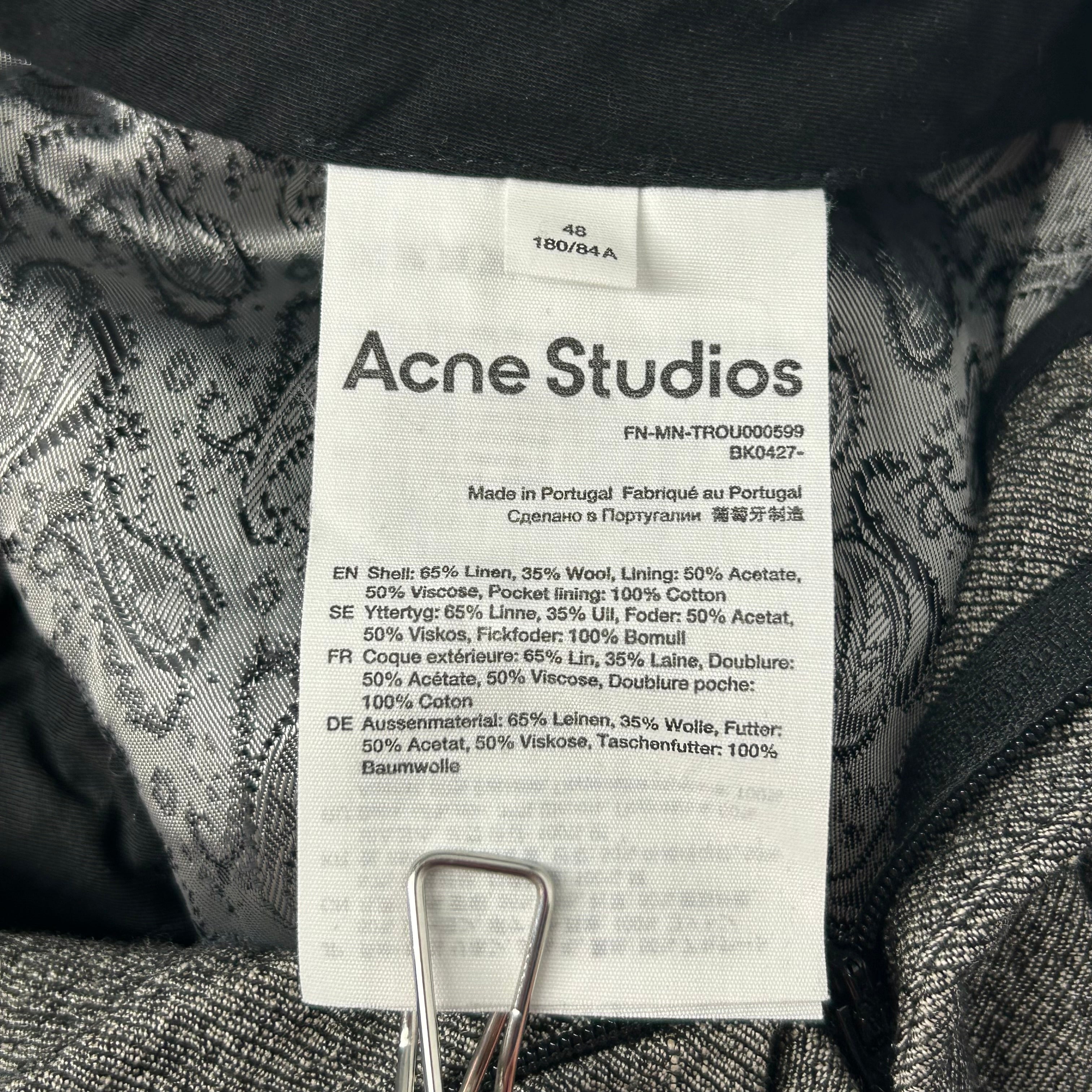 Acne Studios/Slacks/48/Linen/GRY/FN-MN-TROU000599 view 4
