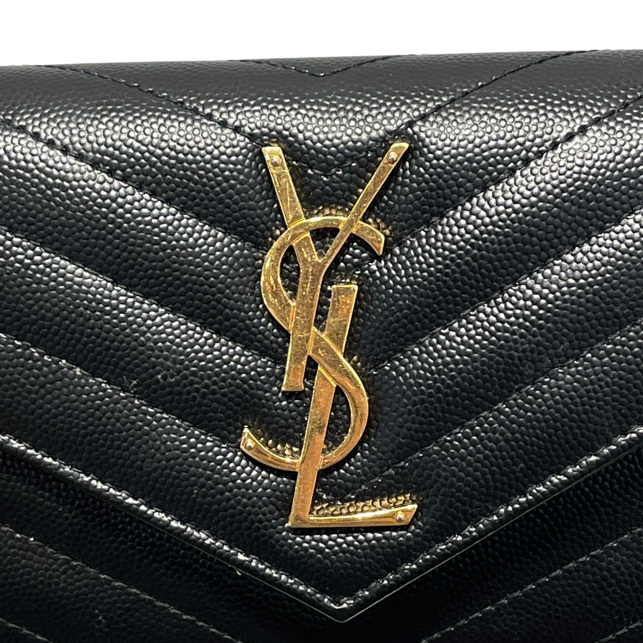 YVES SAINT LAURENT/Long Wallet/Leather/BLK/Cassandre Matlasse Flap Wallet view 5