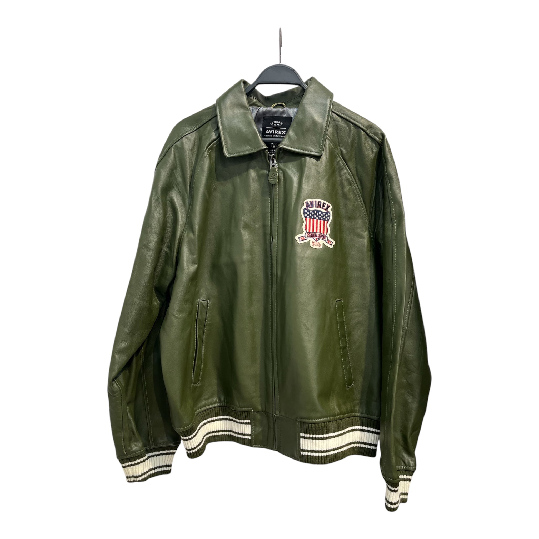 AVIREX/Leather Jkt/XL/Leather/GRN/all american back usa view 1