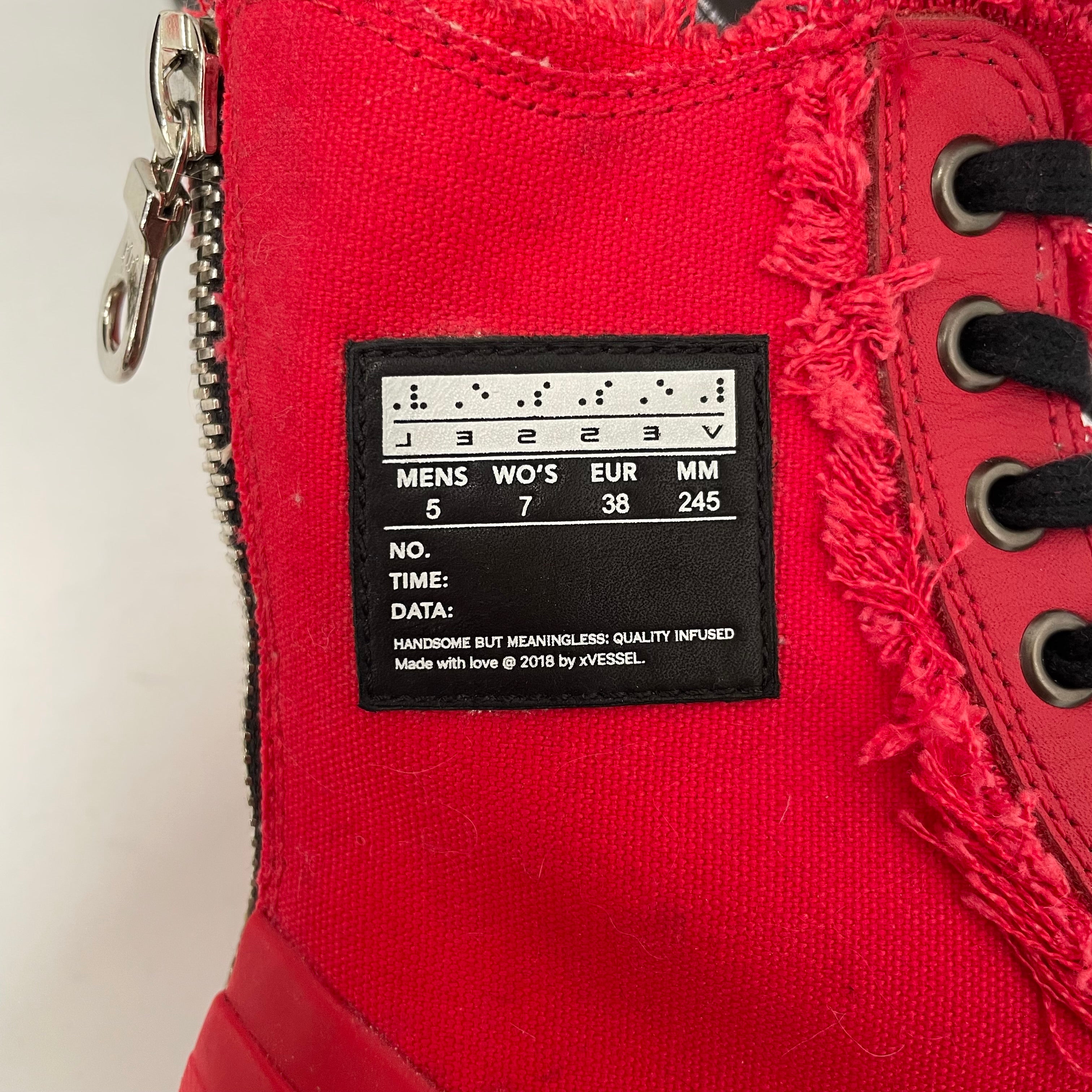 YOHJI YAMAMOTO/Hi-Sneakers/US 5 Men’s/Cotton/RED/ view 4