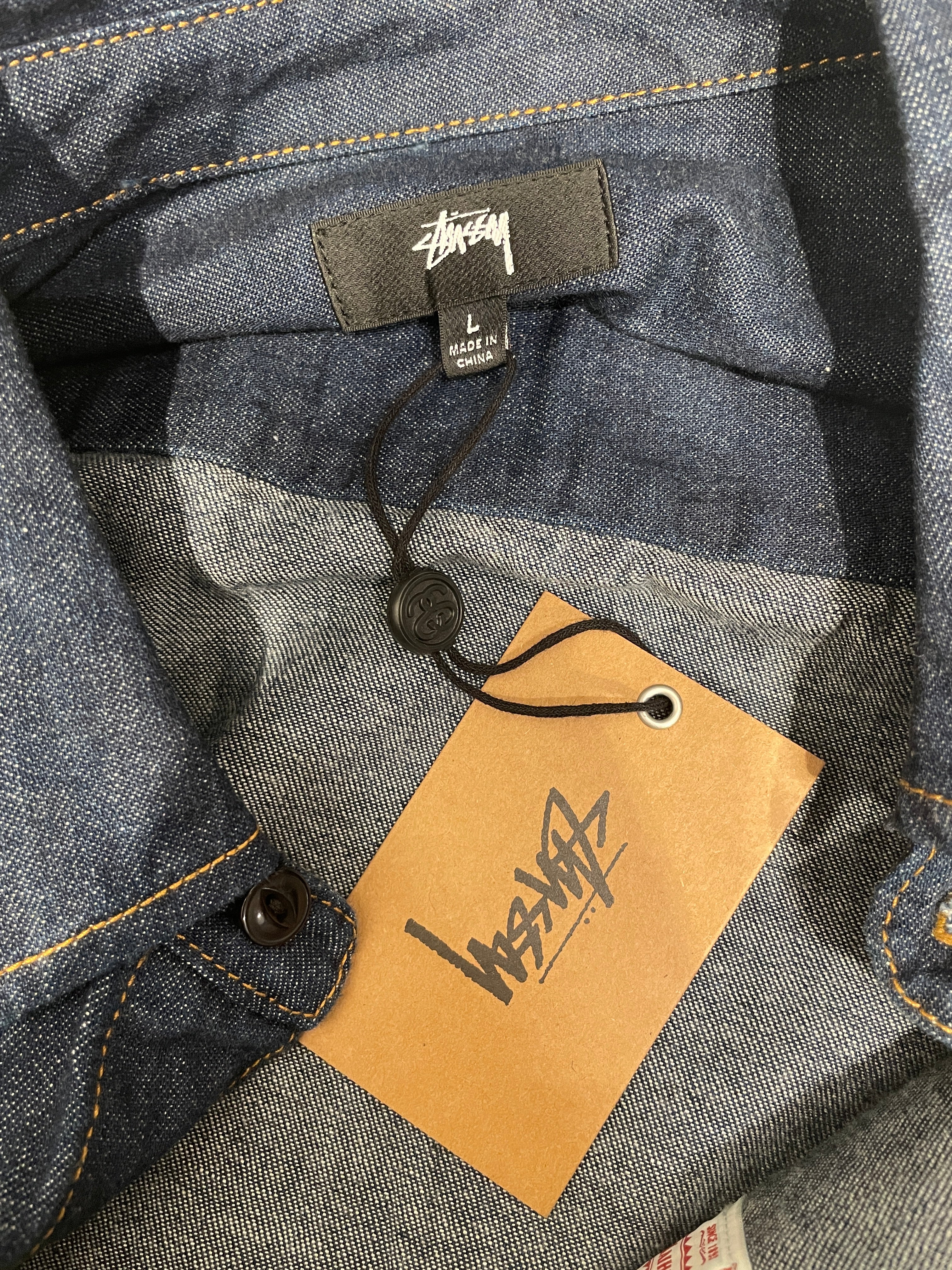 STUSSY/LS Shirt/L/Denim/NVY/Dress/STUSSY DENIM BUTTON DWN NWT view 3