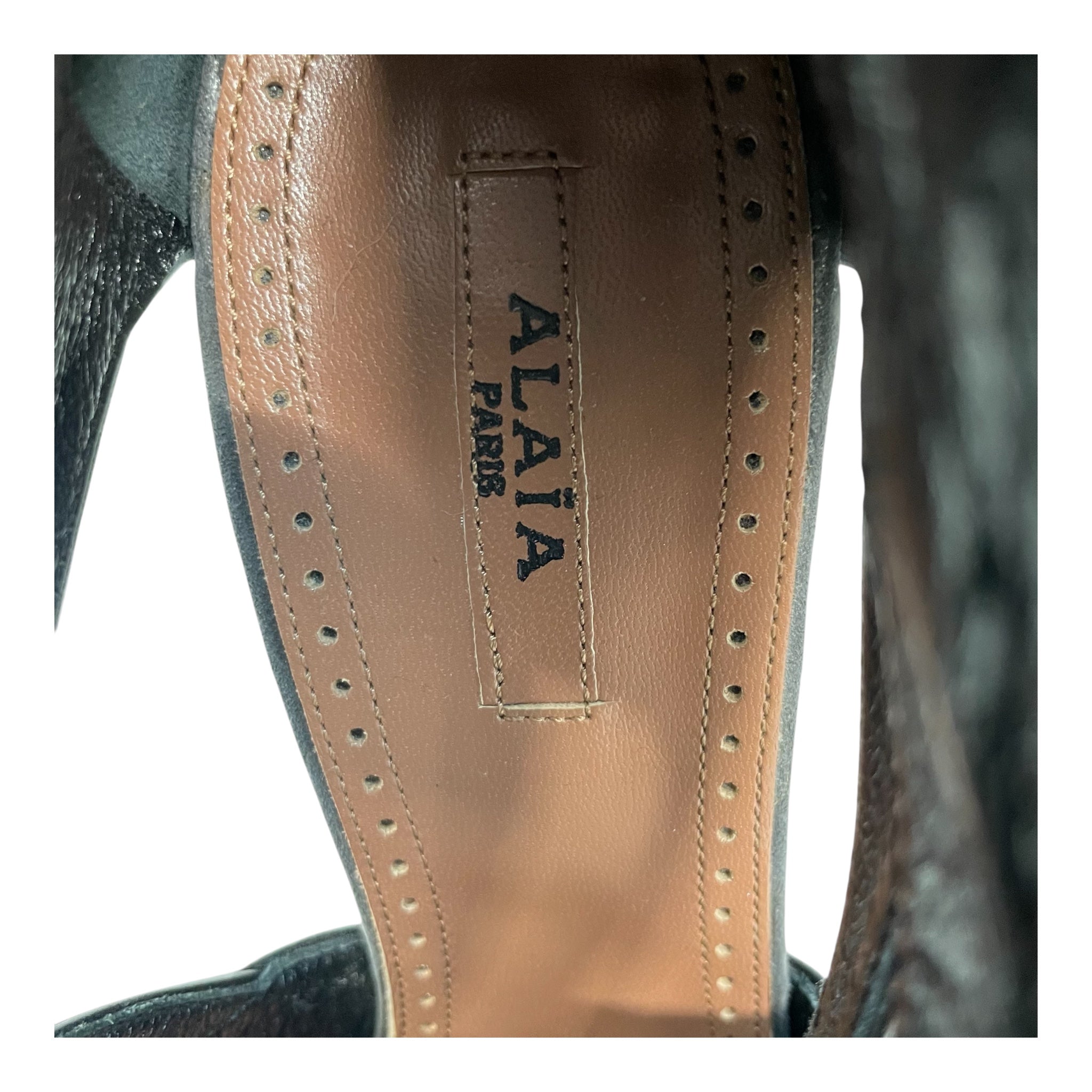ALAIA/Heels/EU 38/Suede/GRY/TAN BOTTOM/ BLK CALFSKIN INZDE view 3