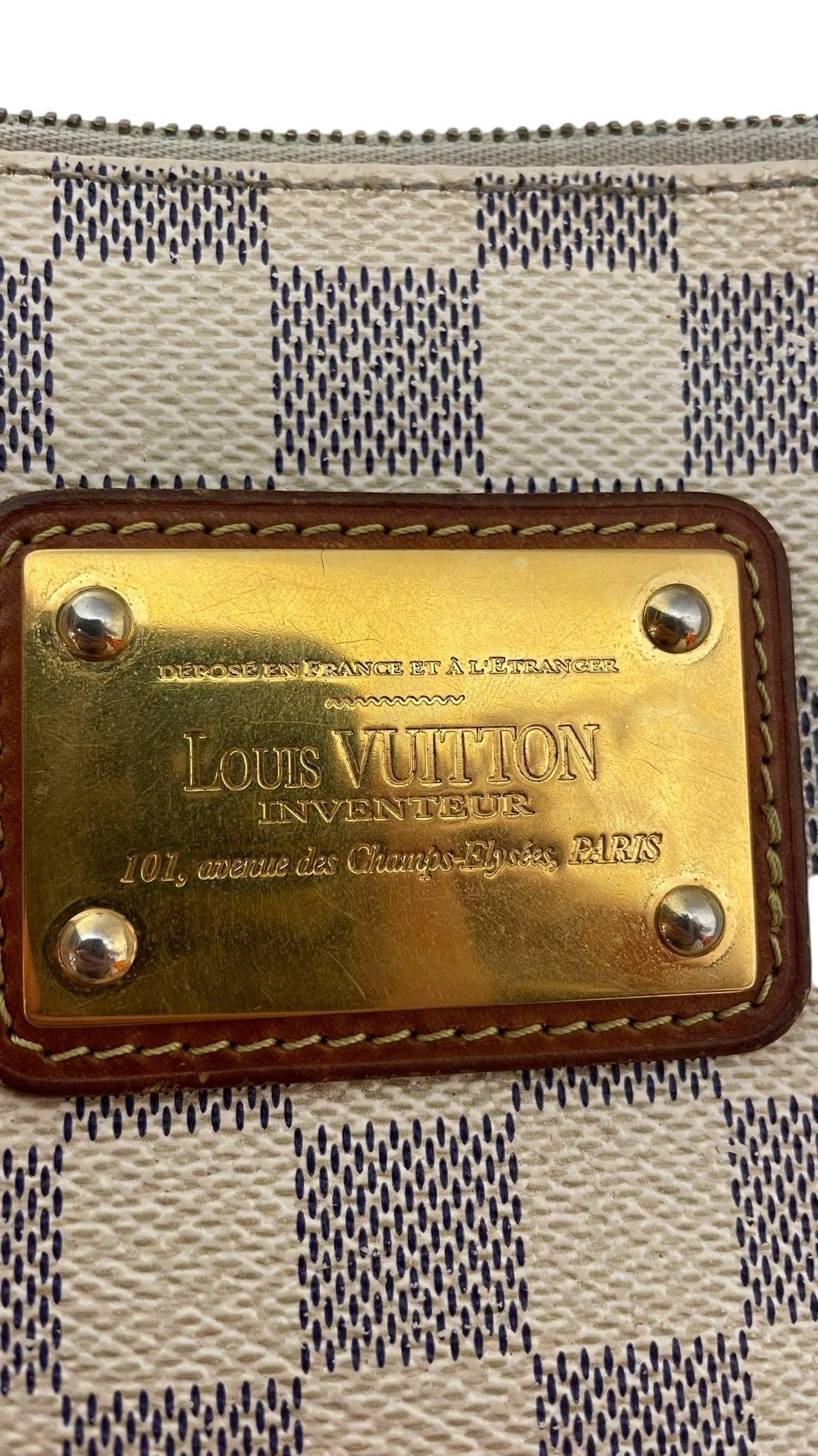 LOUIS VUITTON/Pouch/All Over Print/Leather/CRM/eva pochette damier azur view 5