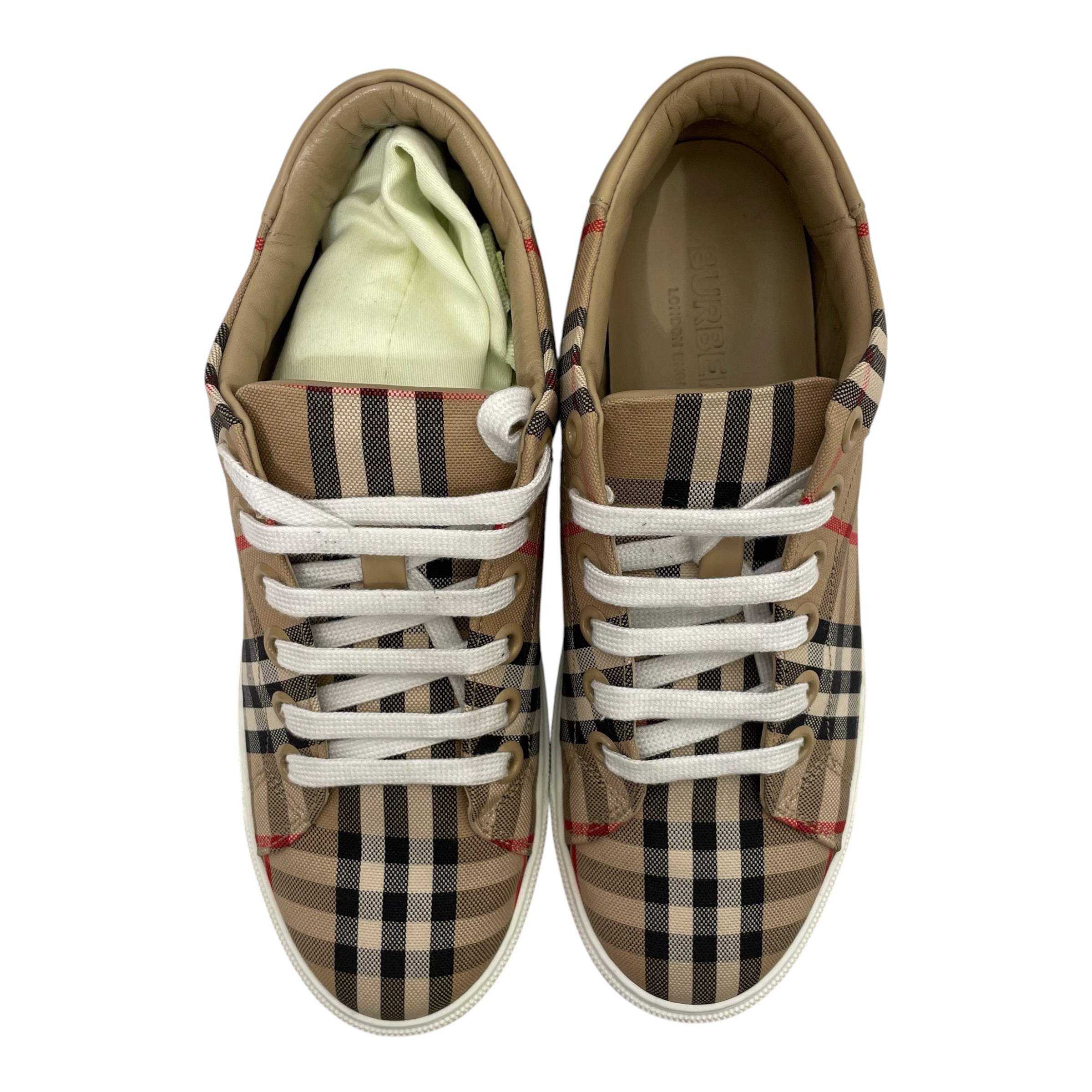 BURBERRY LONDON/Low-Sneakers/EU 39/Stripe/KHK/ALBRIDGE CHECK SNEAKERS view 6