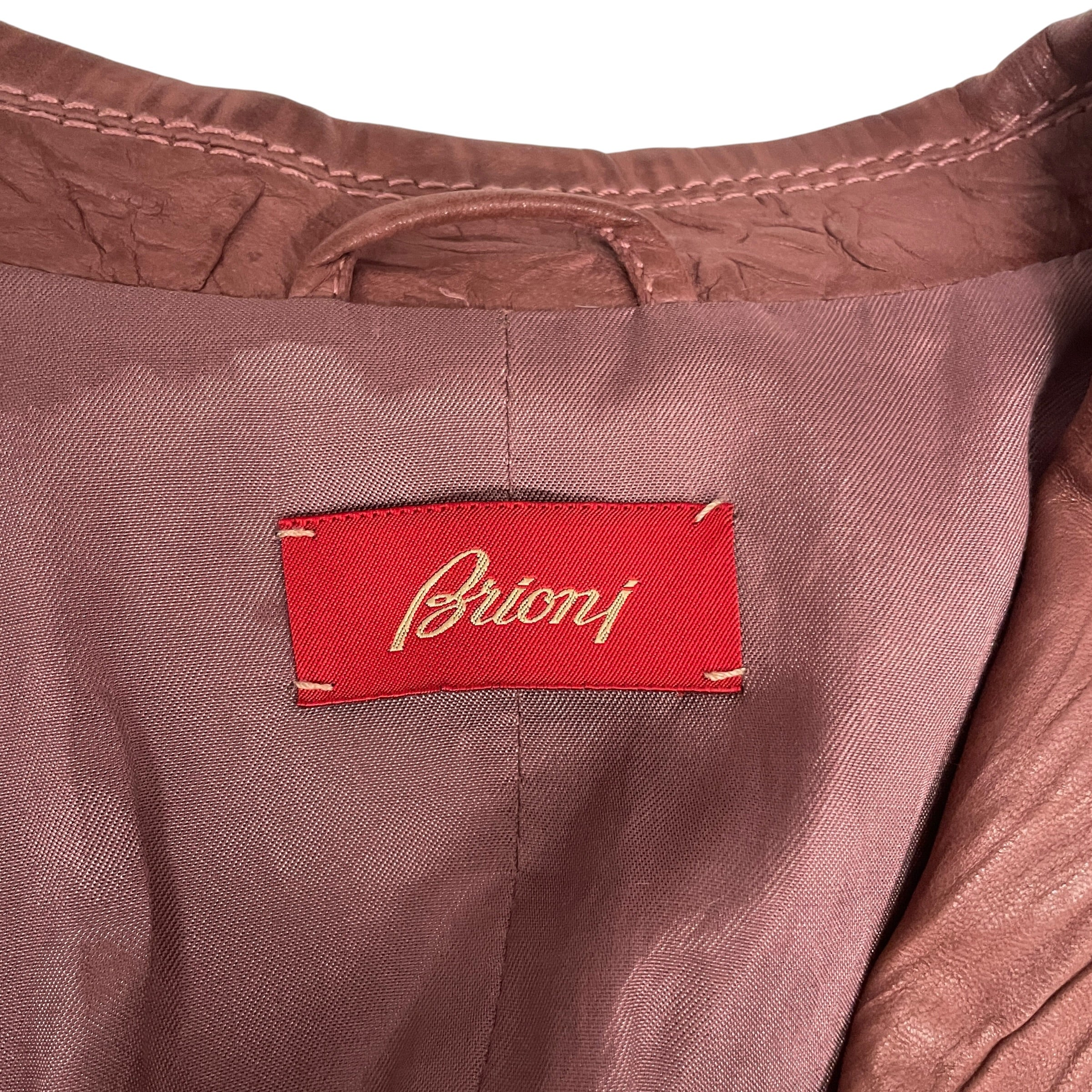 BRIONI/Leather Jkt/46/Leather/BRW/CRINKLE LEATHER BLAZER/POCKETS view 3