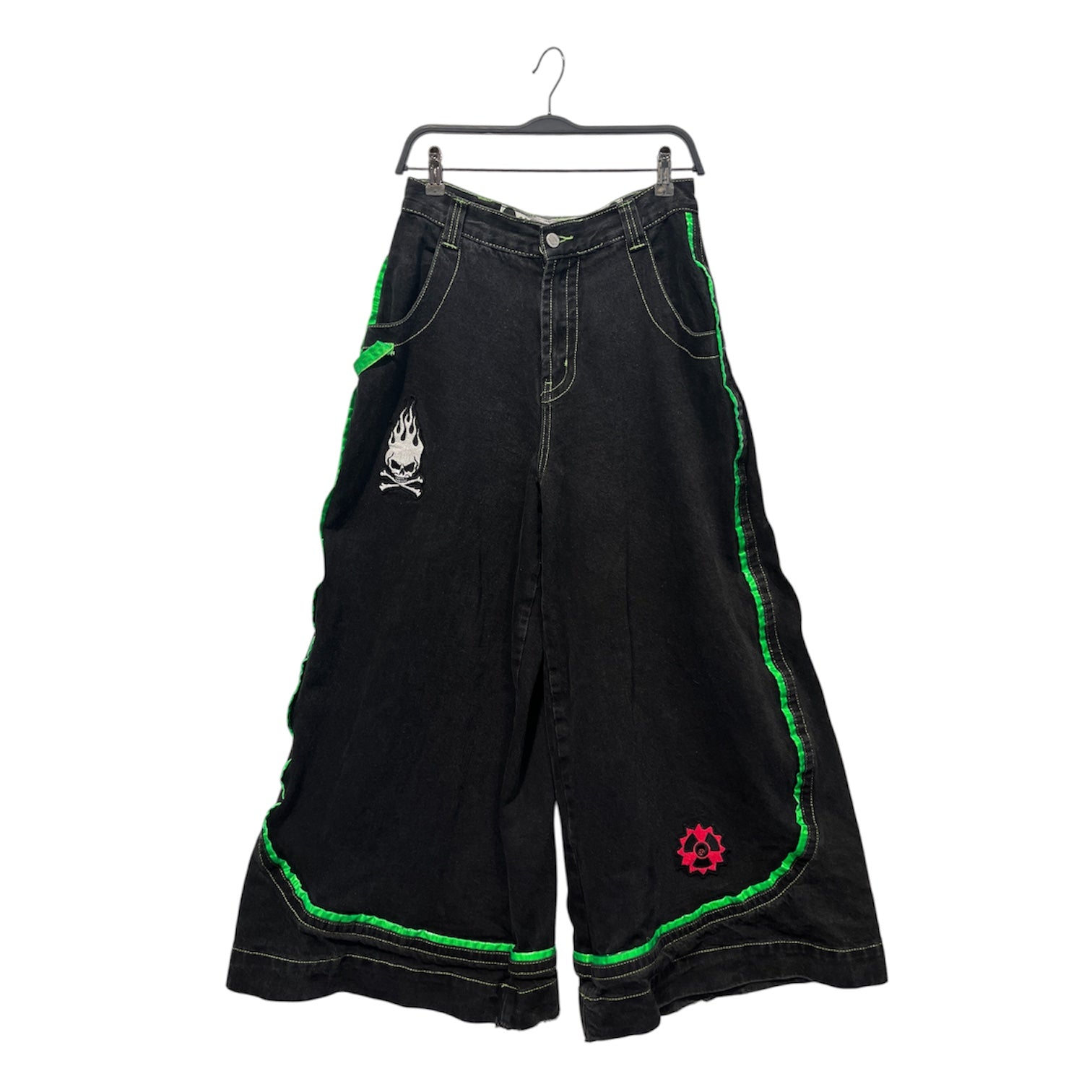 VAPOR95 DENIM/Pants/S/Denim/BLK/GREEN PIPING SUPER WIDE LEG view 1