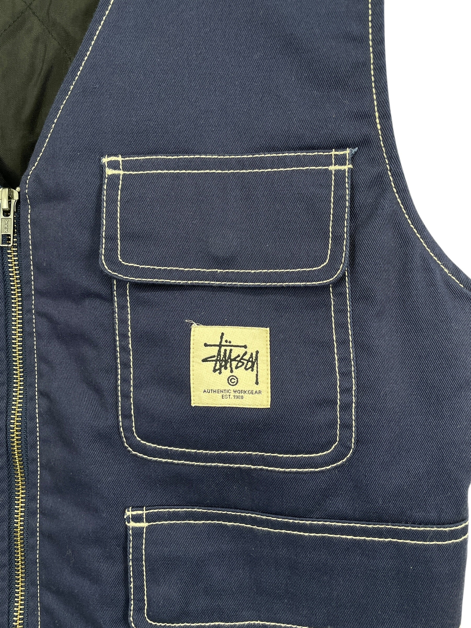 STUSSY/Vest/S/Polyester/NVY/WHT STITCHING/FLAP SNAP PKTS view 2
