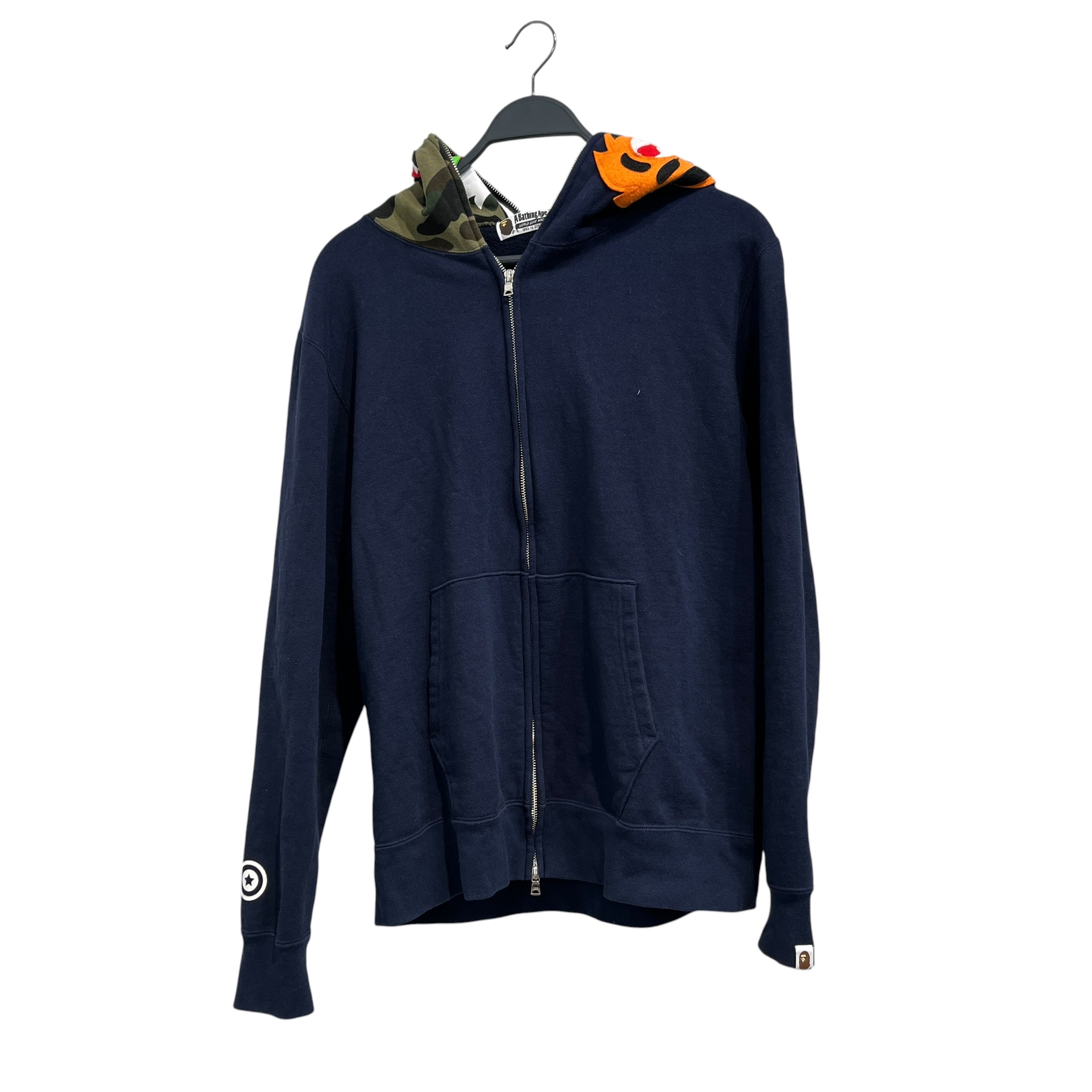 A BATHING APE/Zip Up Hoodie/XL/Camouflage/Cotton/NVY/Shark Hoodie w/patches view 1